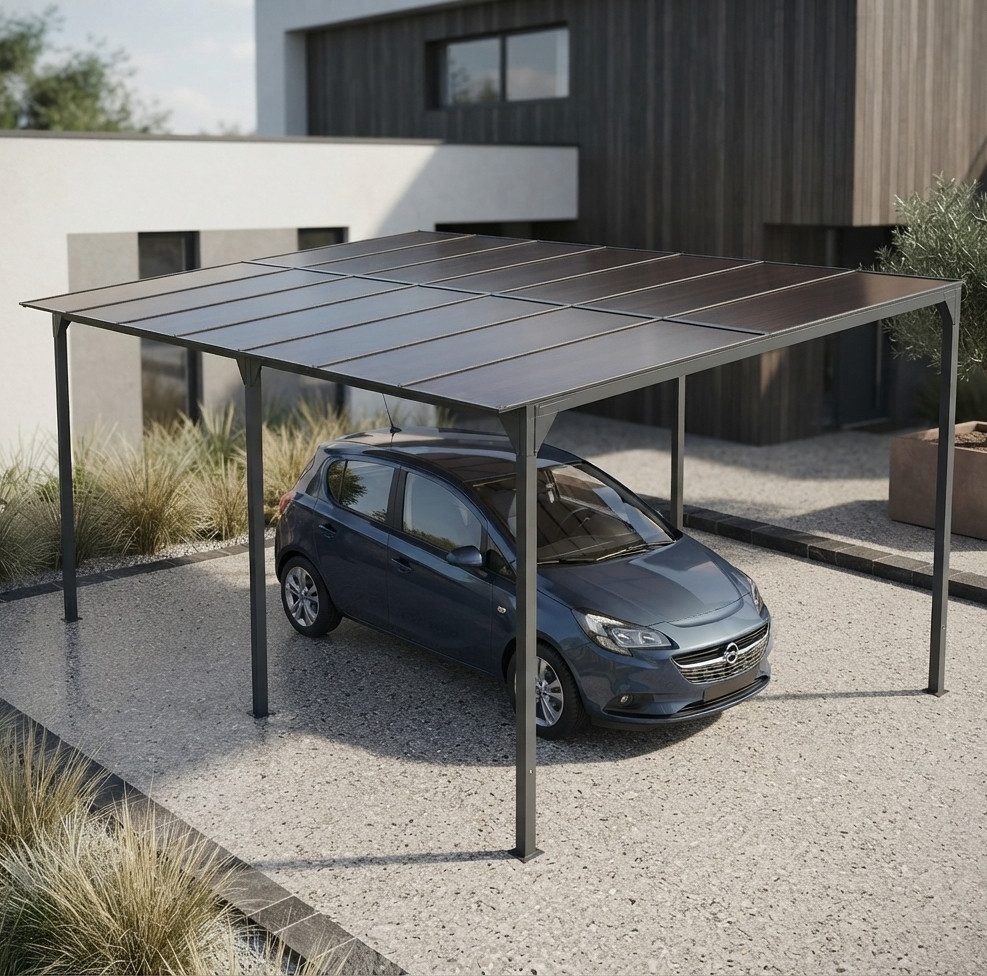Apex Einzelcarport Carport Überdachung Einzelcarport Aluminium Dach 3x4,5m schwarz 5686O, (1 St)