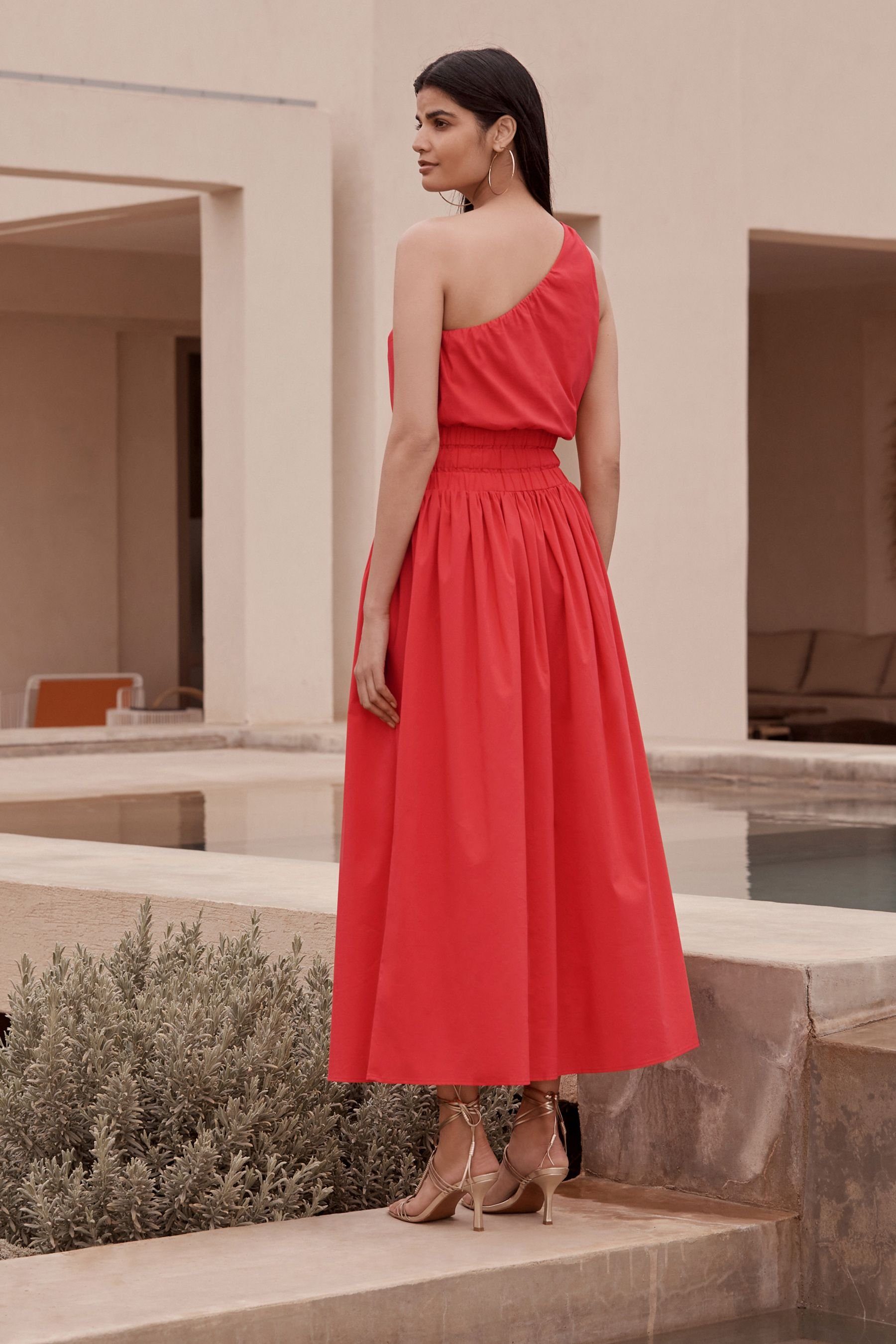 Next One-Shoulder-Kleid Einschulteriges Midikleid mit elastische günstig online kaufen