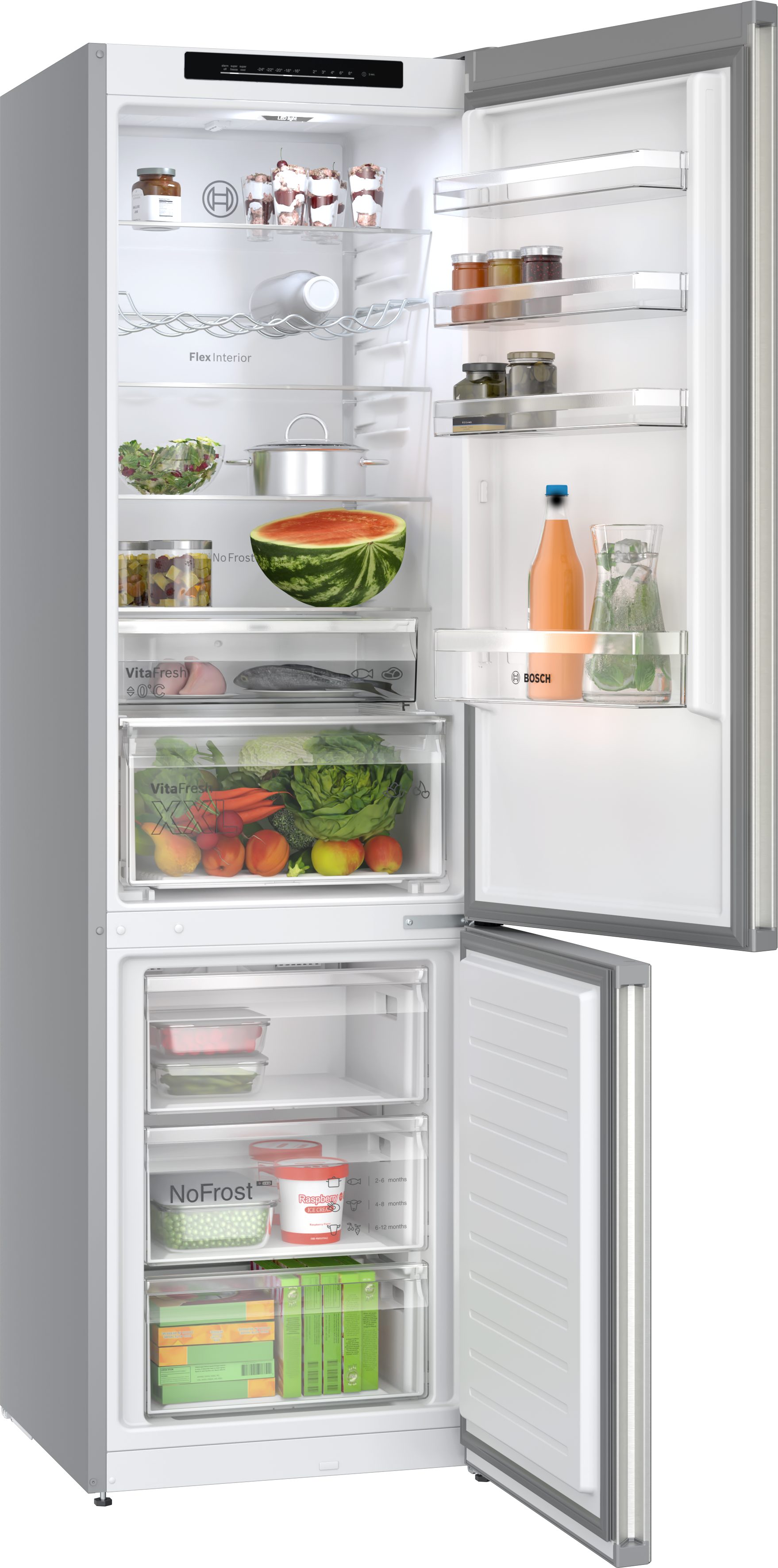 BOSCH Kühl-/Gefrierkombination Serie 4 KGN392I1F, 203 cm hoch, 60 cm breit