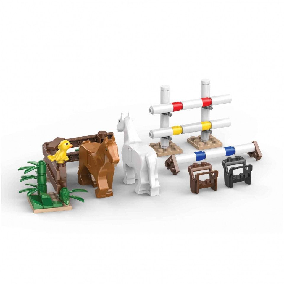 Kiddicraft Spiel, Brickfarm - Pferde auf dem Reitplatz - deutsch