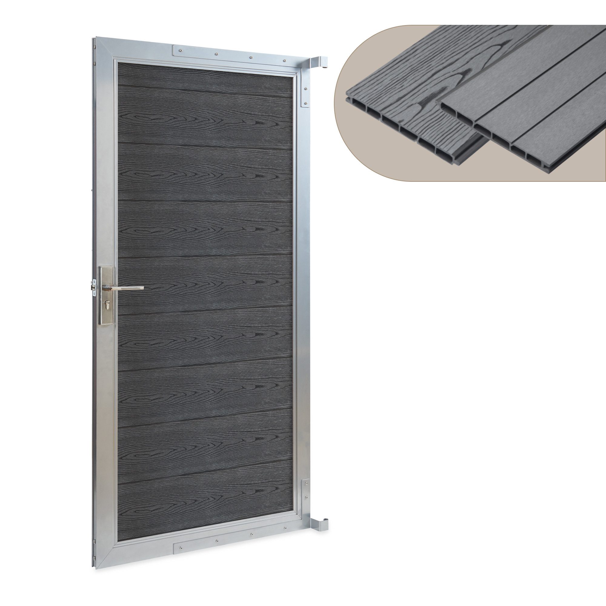 neu.holz Gartentor, »Segovia« 180 x 90 cm abschließbar WPC Holzoptik Grau