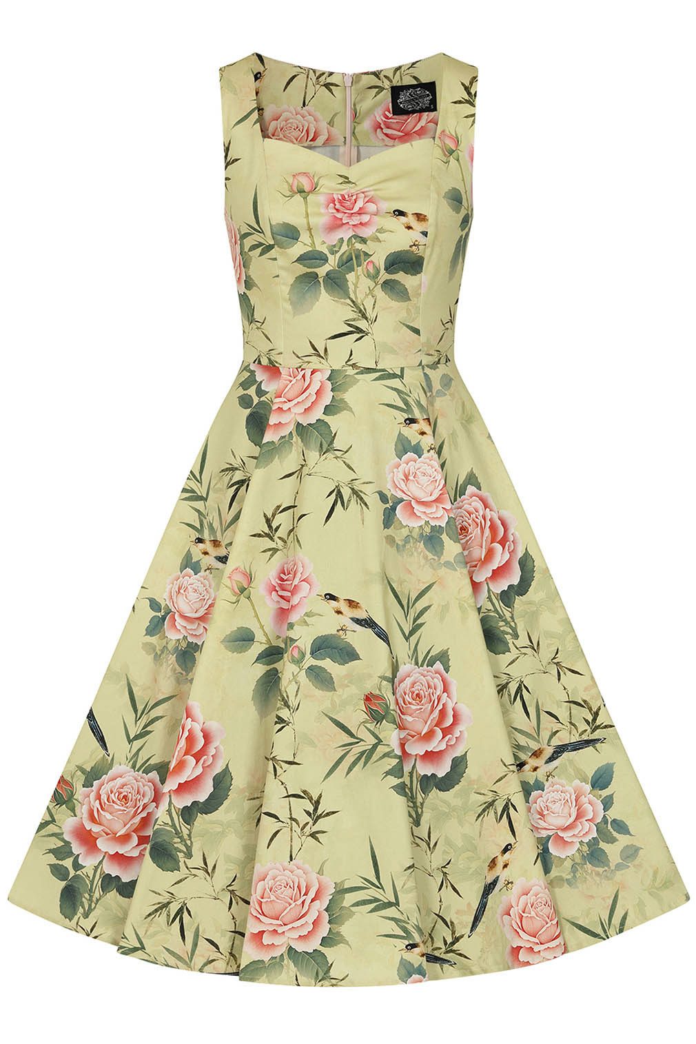 Hearts & Roses London A-Linien-Kleid Hana Rose Rosen Blumen Vintage Rockabi günstig online kaufen