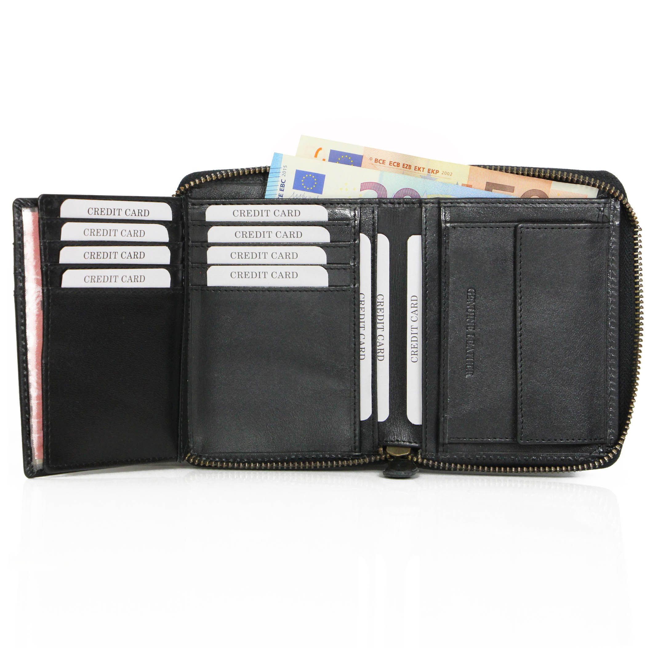 ALMADIH Brieftasche Leder P2H-RV Portemonnaie RFID-Schutz Hochformat