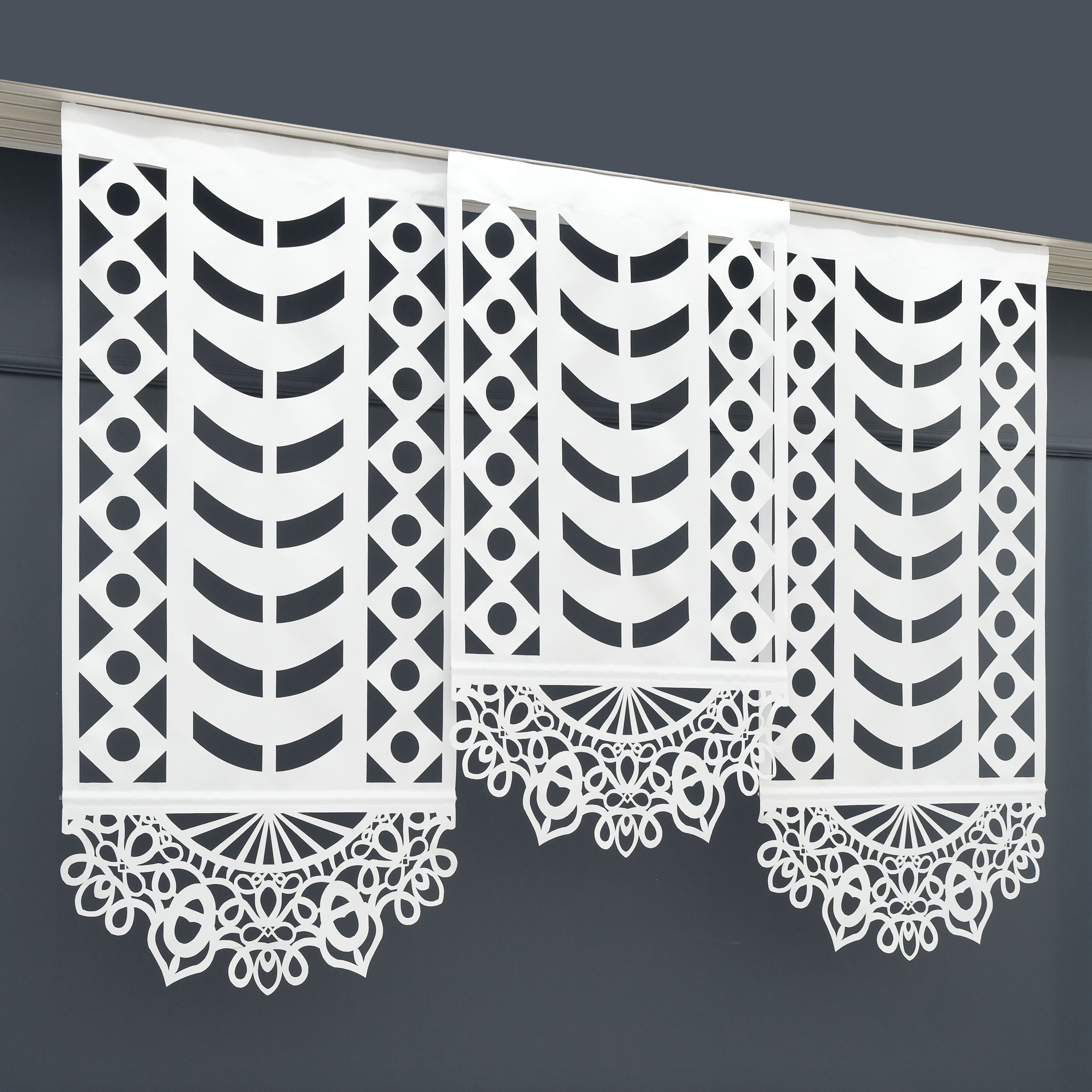 Gardinen by Justyna Schiebegardine 3er Paneel Set Laser (3 St), Kräuselband, transparent, Polyester, Fertiggardine, Schiebegardine, Modern Styl,Paneel,Panelgardine