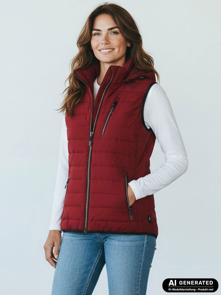 Blue Wave Steppweste Damen Weste Nathalie gesteppt Kapuze - Damenweste Outdoor-Weste leicht Abnehmbare & verstellbare Kapuze, 2-Wege-Reißverschluss, Taschen
