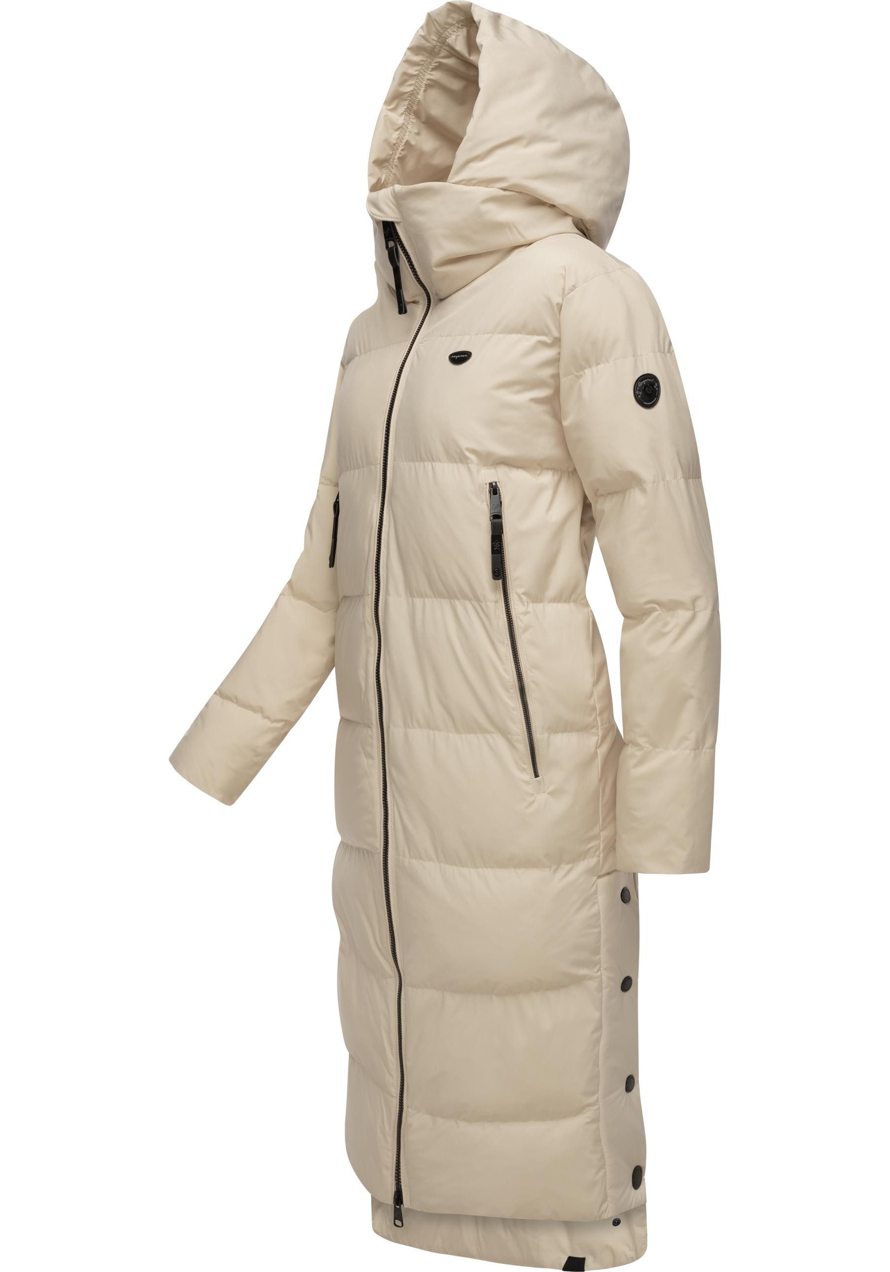 Ragwear Wintermantel Patrise Extralanger Damen Winter Steppmantel mit Gehschlitzen
