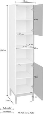 andas Hochschrank Stian mit 2 Türen, Einlegeboden, Push-to-open, Breite 30 cm, Höhe 160,5 cm