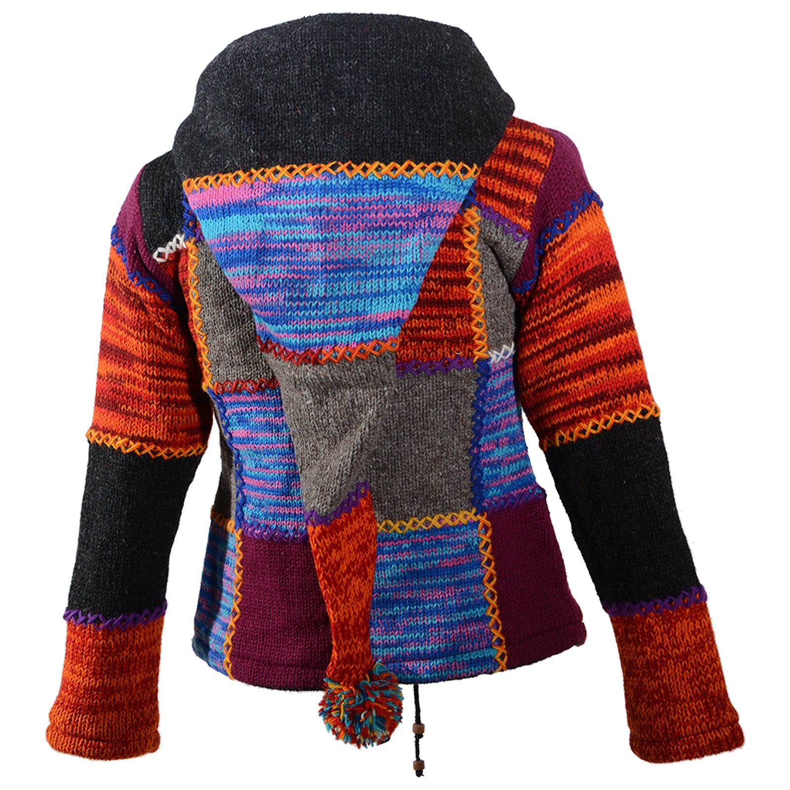 Damen UND Strickjacke Jacke Zipfelkapuze MAGIE Wolle KUNST +Fleecefutter Kapuzenstrickjacke +abnehmbarer