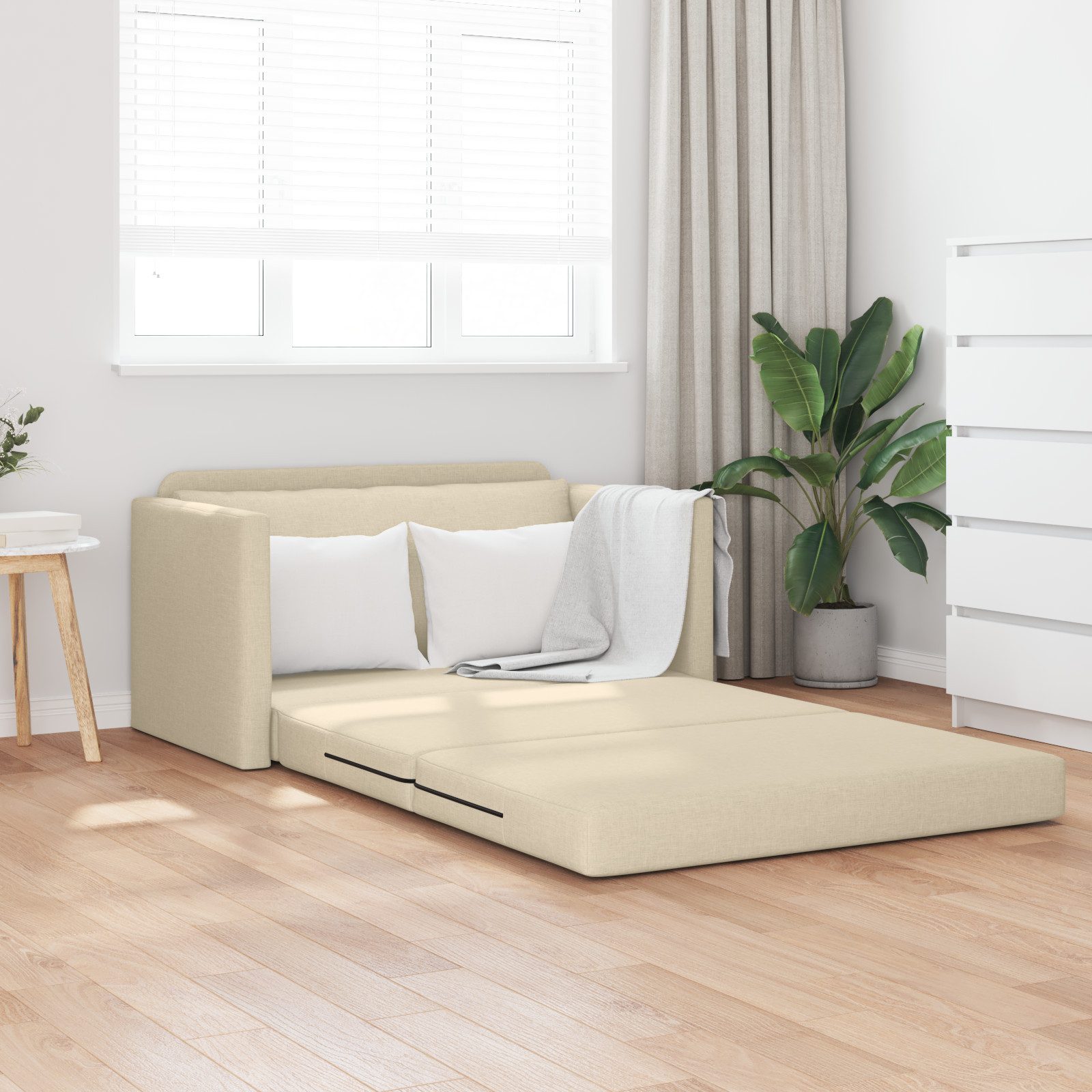 vidaXL Sofa Boden-Sofabett 2-in-1 Creme 124x71x78 günstig online kaufen