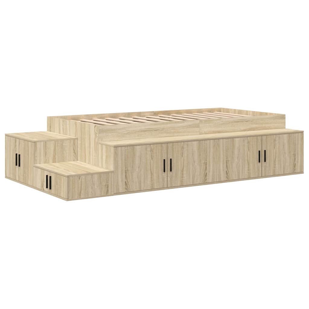 vidaXL Bett Aufbewahrungsbettgestell Sonoma-Eiche 75 cm Holzwerkstoff (1-tlg)
