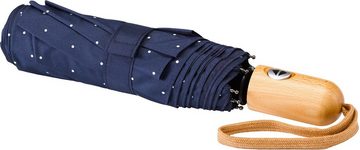 EuroSCHIRM® Taschenregenschirm Umwelt-Taschenschirm, marine, Punkte weiß