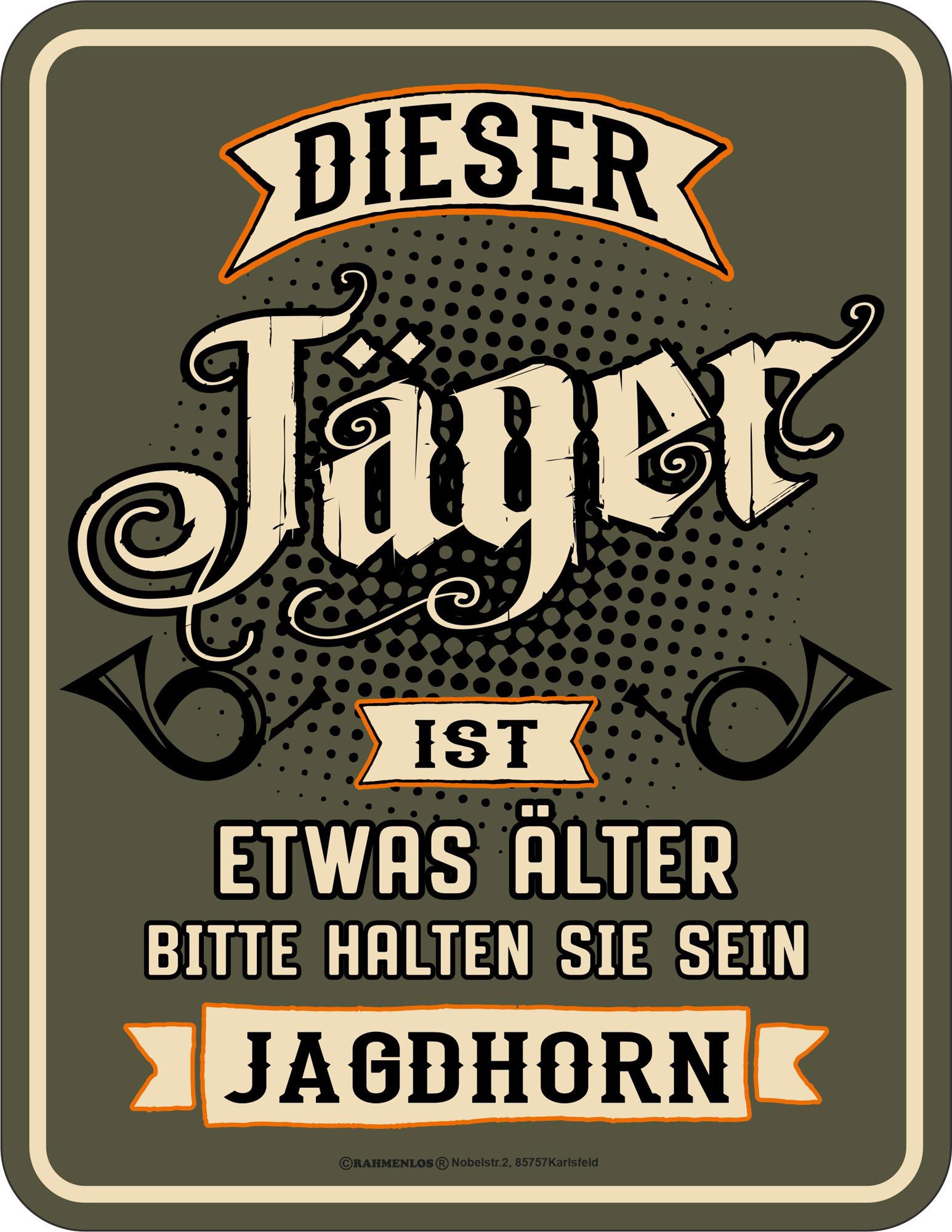 Metallschild Jäger Jagdhorn Fun-Schilder