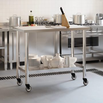 vidaXL Küchenwagen Küchenwagen Küchen-Arbeitstisch mit Rollen 110x55x85 cm Edelstahl