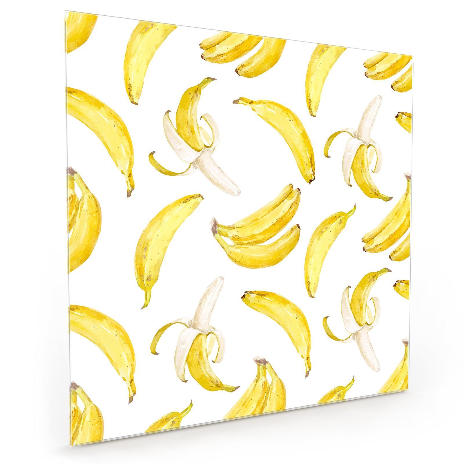 Primedeco Küchenrückwand Küchenrückwand Spritzschutz Glas mit Motiv Aquarell Bananenmuster