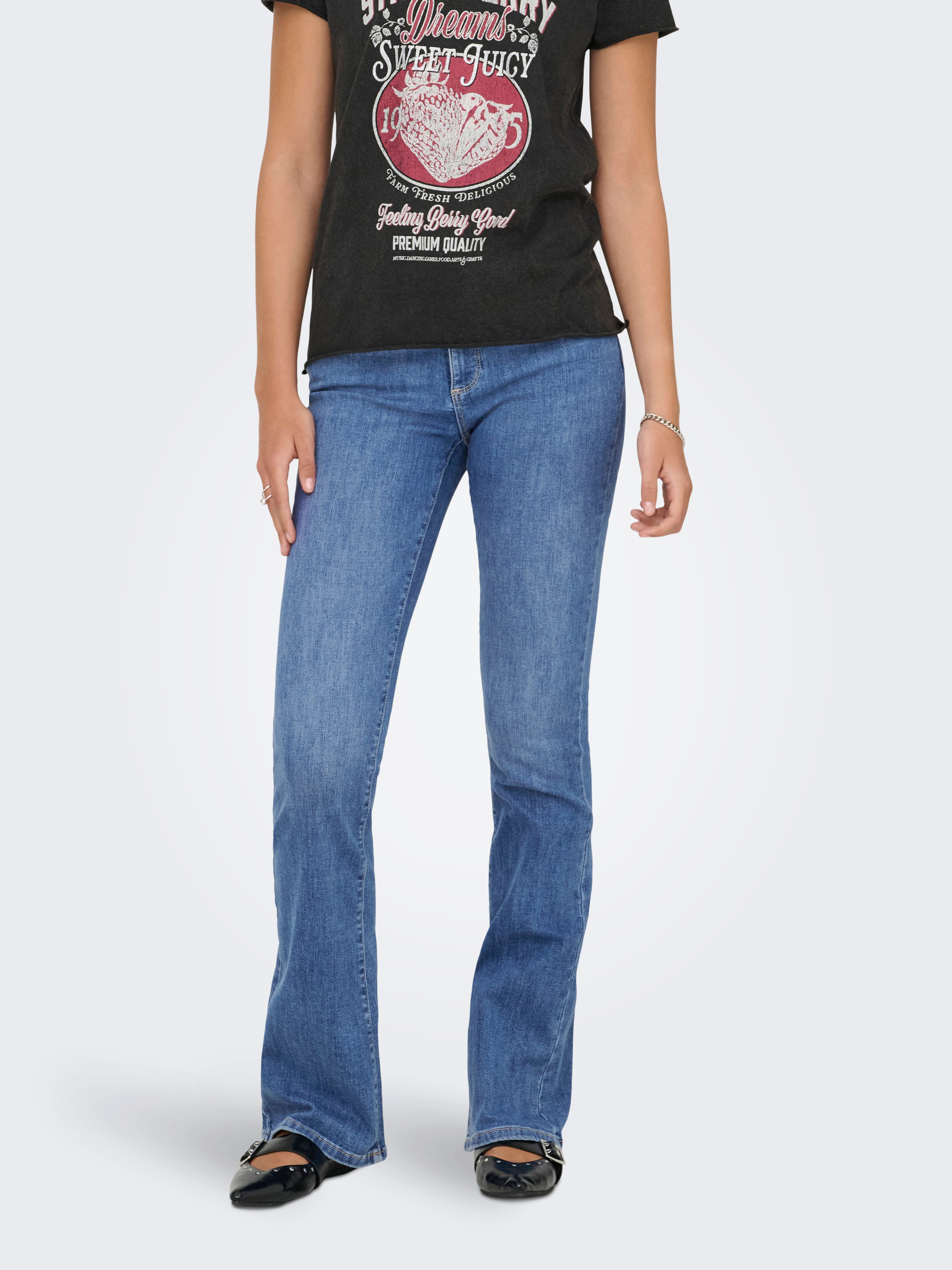 ONLY Bootcut-Jeans ONLANNIE MID FLARED BOX DNM mit dunkler Waschung