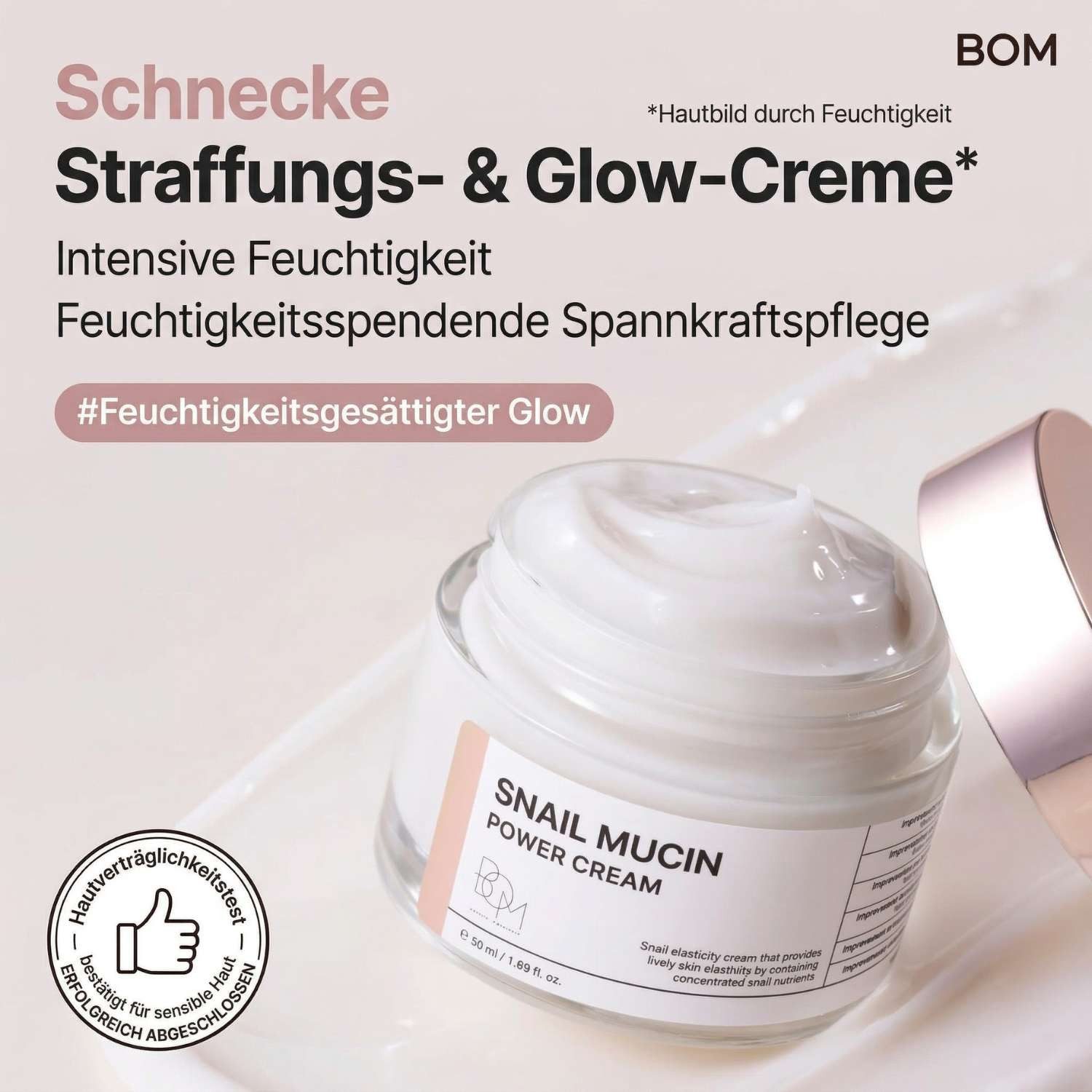 Beauty of Majesty Tagescreme Snail Mucin Power Cream 50g – Intensive Feuchtigkeitscreme mit 81 % Schneckensekret-Filtrat, Niacinamide & Adenosin, K-Beauty Gesichtscreme für alle Hauttypen