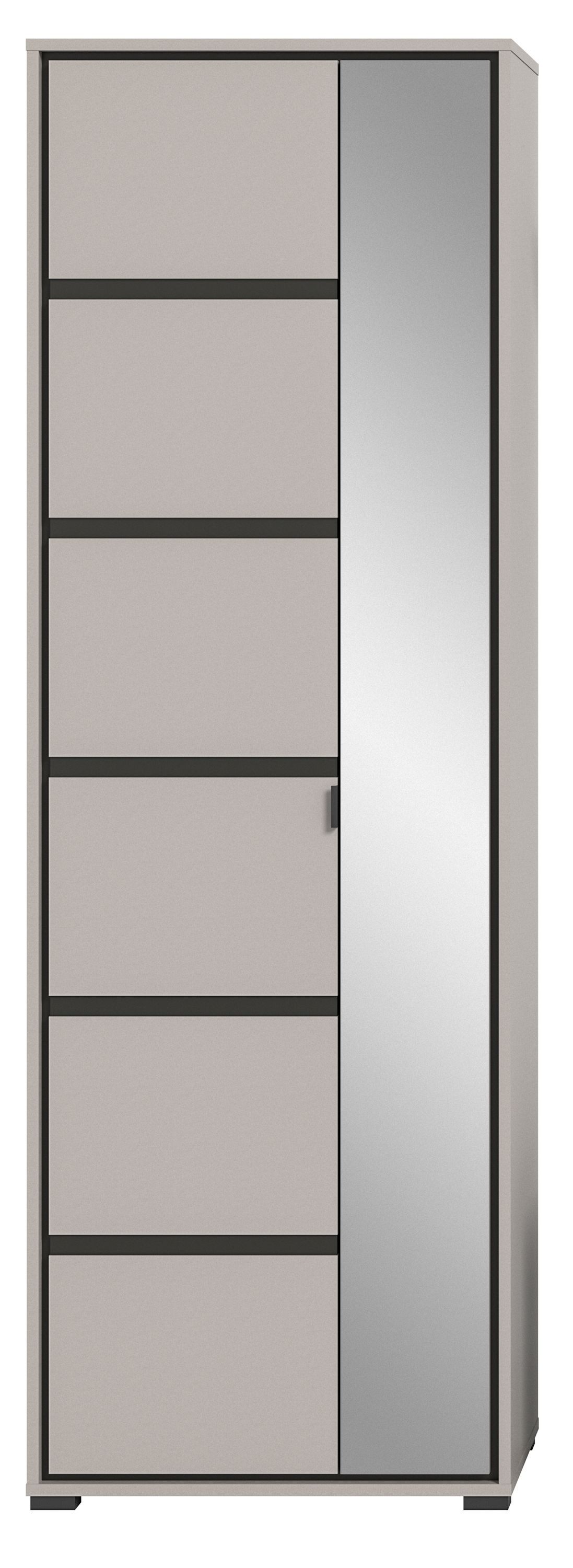 xonox.home Garderobenschrank Grau Softclose Melamin 65x196x37 cm günstig online kaufen