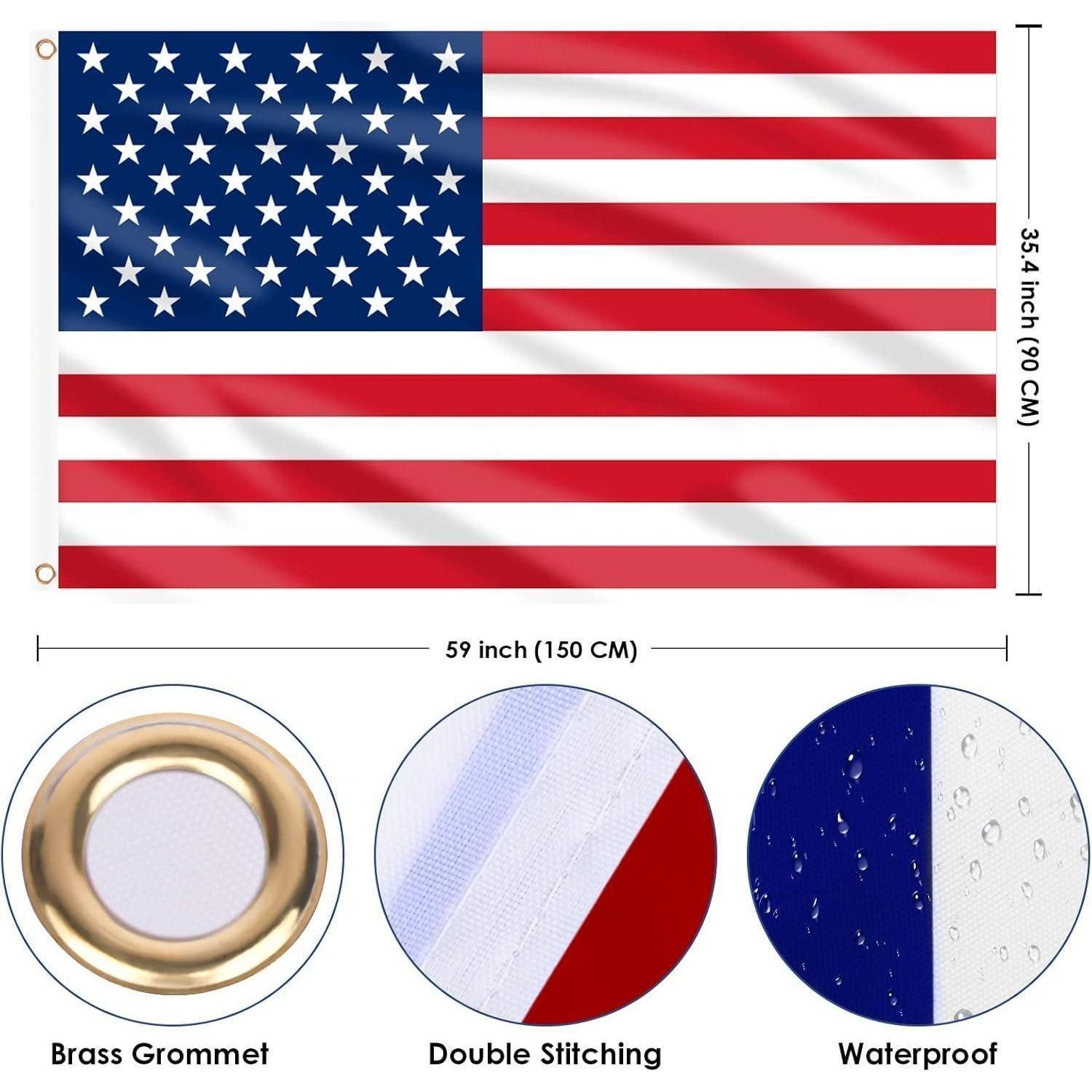 LuxusKollektion Flagge Flagge USA 90 x 150 cm Messing Ösen Farben Deko 4 Stück USA Flagge