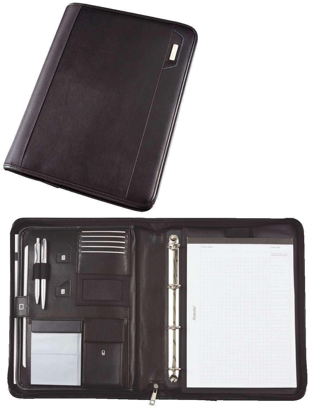 Alassio® Brieftasche Organizer TRENTO, Lederimitat, Alassio A4 schwarz Tablet-PC