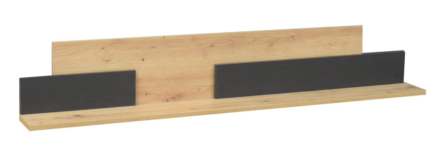 Kommode Wandboard, NORMAN, Schwarz, B 150 cm, T 17 cm