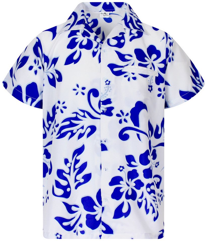 King Kameha Hawaiihemd "Hibiscus" Funky Hawaii-Hemd Herren Kurzarm Front-Tasche Stylish