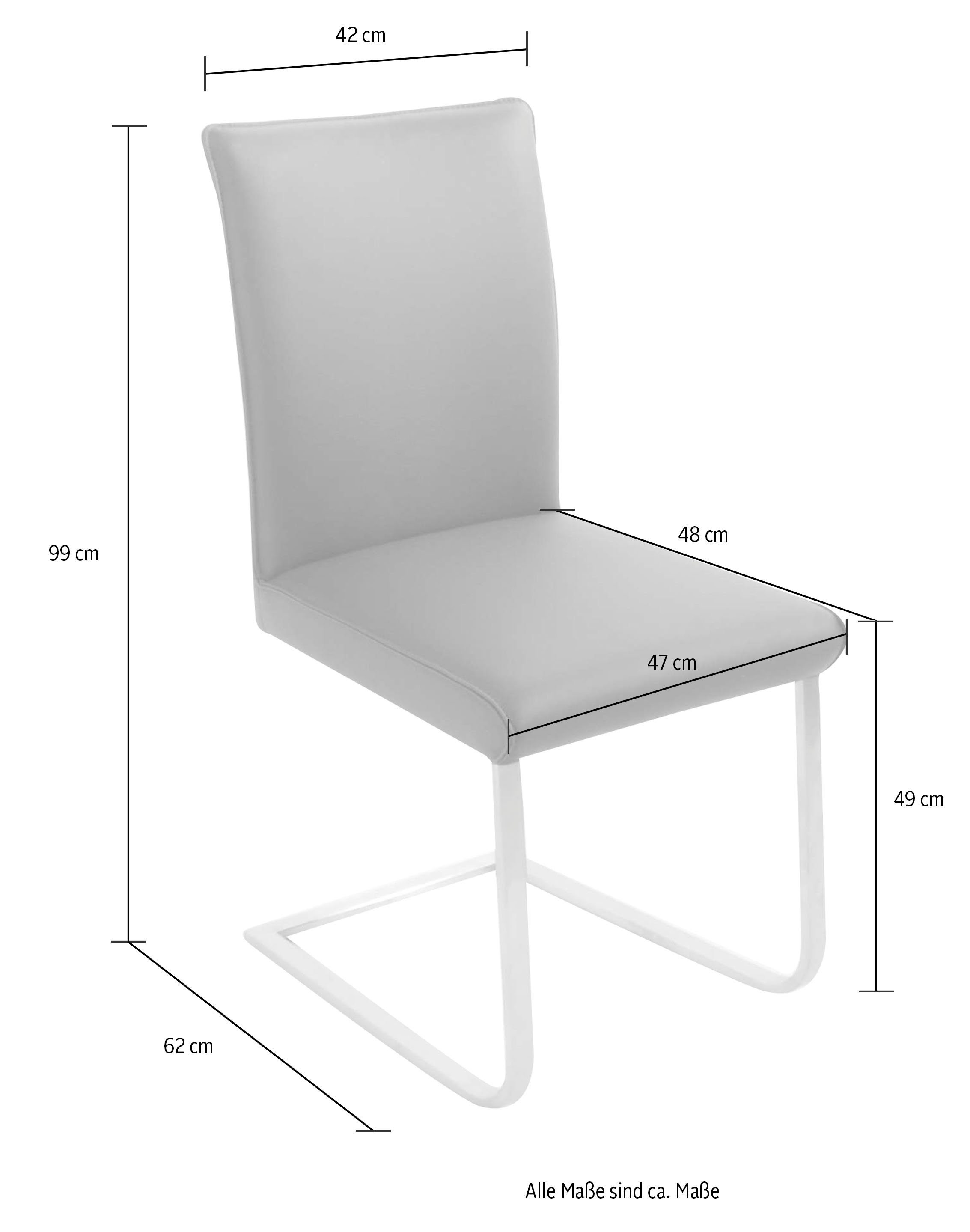 K+W Komfort & Wohnen Freischwinger Sitzkomfort Gestell hochwertiger Santos Edelstahl, Sattlernaht, aus III, mit