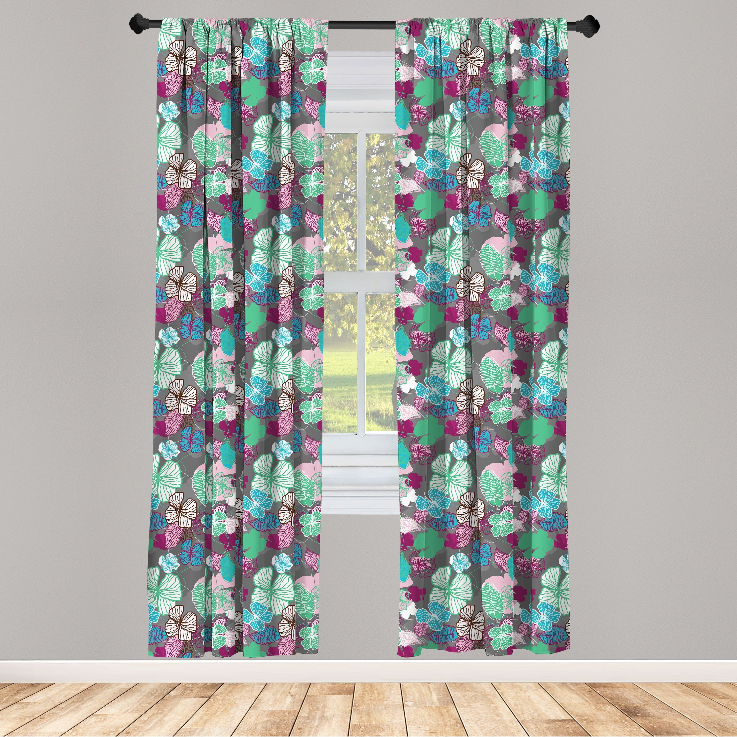 Gardine Vorhang für Wohnzimmer Schlafzimmer Dekor, Abakuhaus, Microfaser, Exotisch Hawaiian Blossom Plants