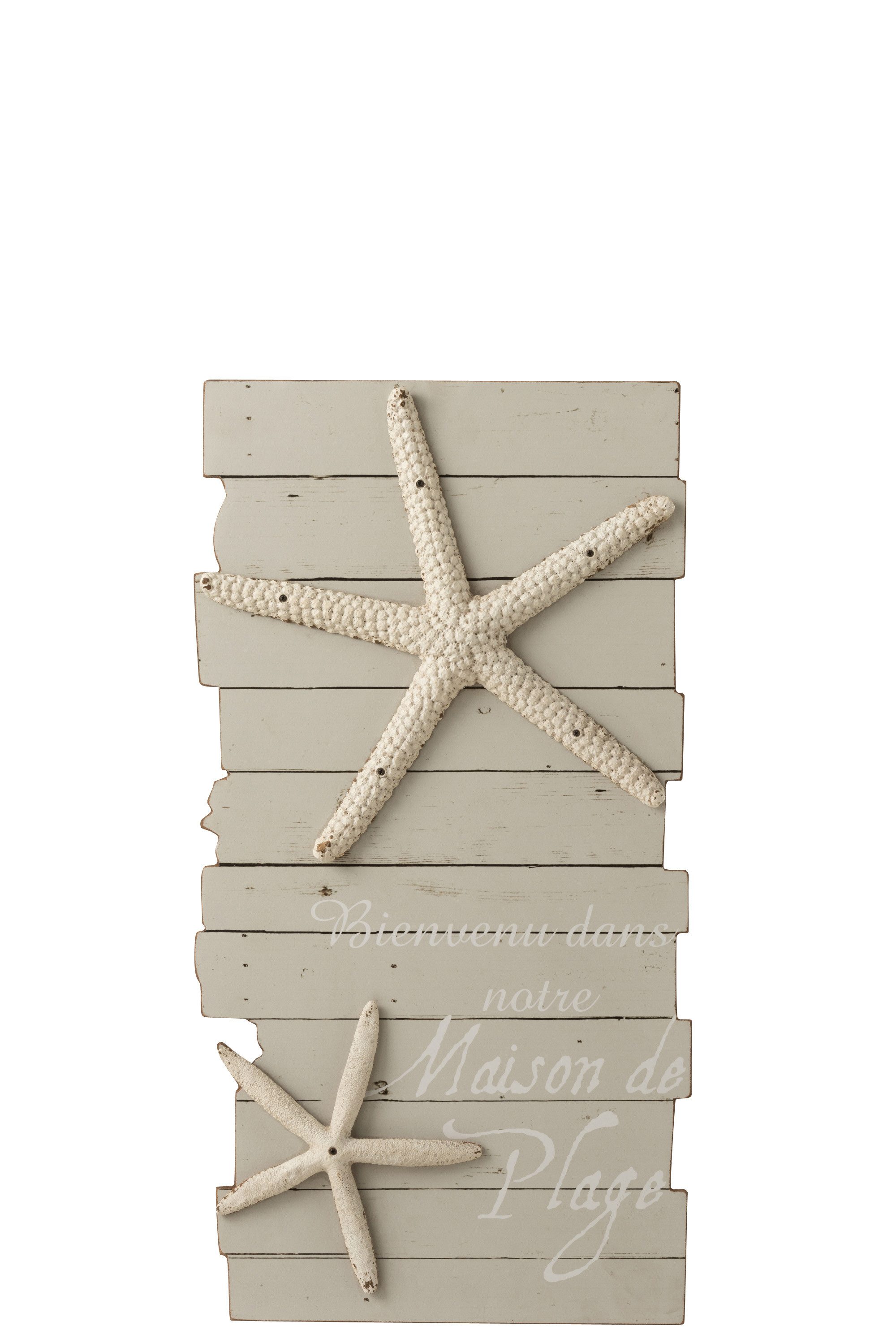 J-line Dekofigur Rahmen Maison De Plage Holz Hell Grau / Weiß Small