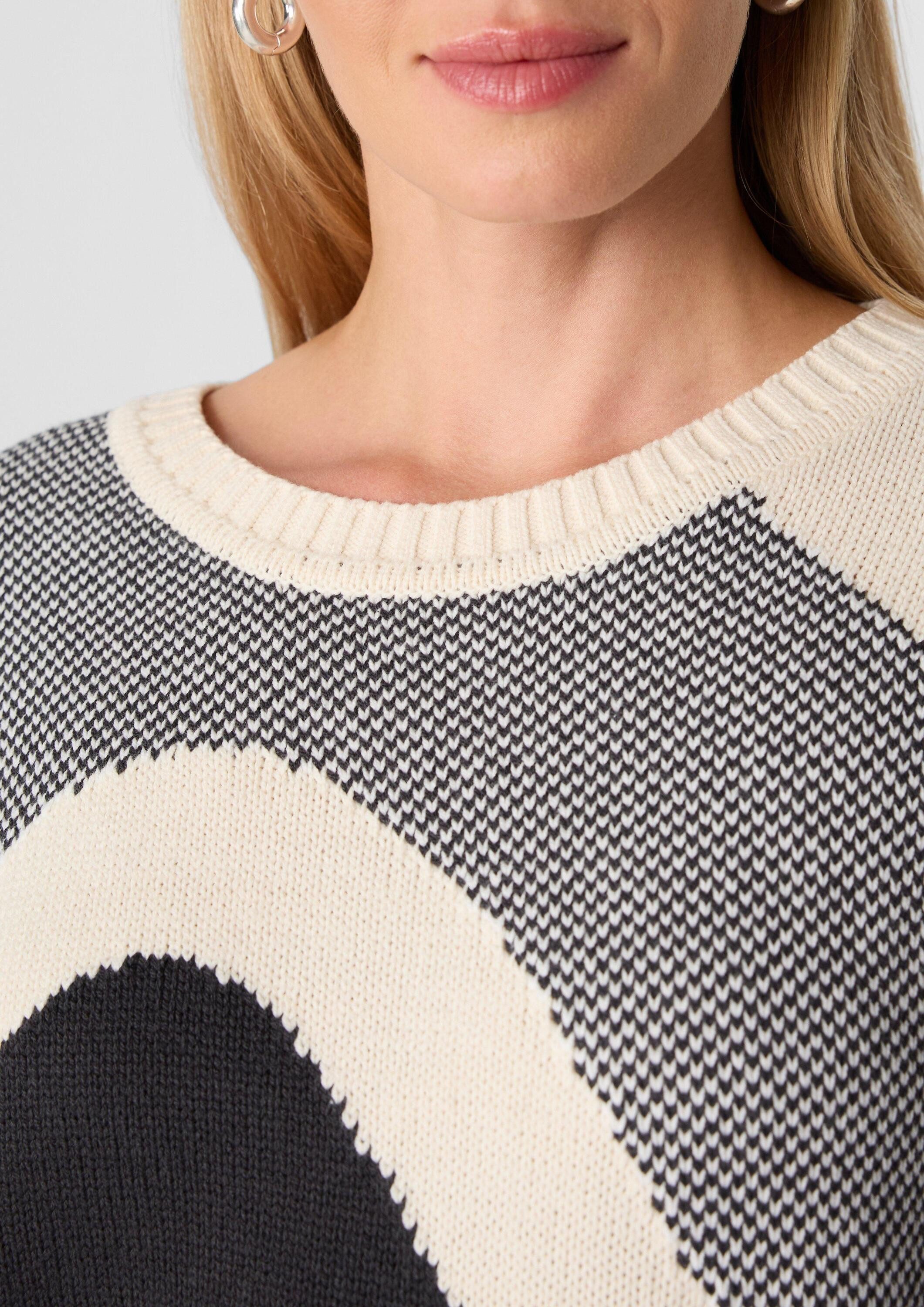 comma Longpullover Strickpullover Pullover mit Intarsienmuster