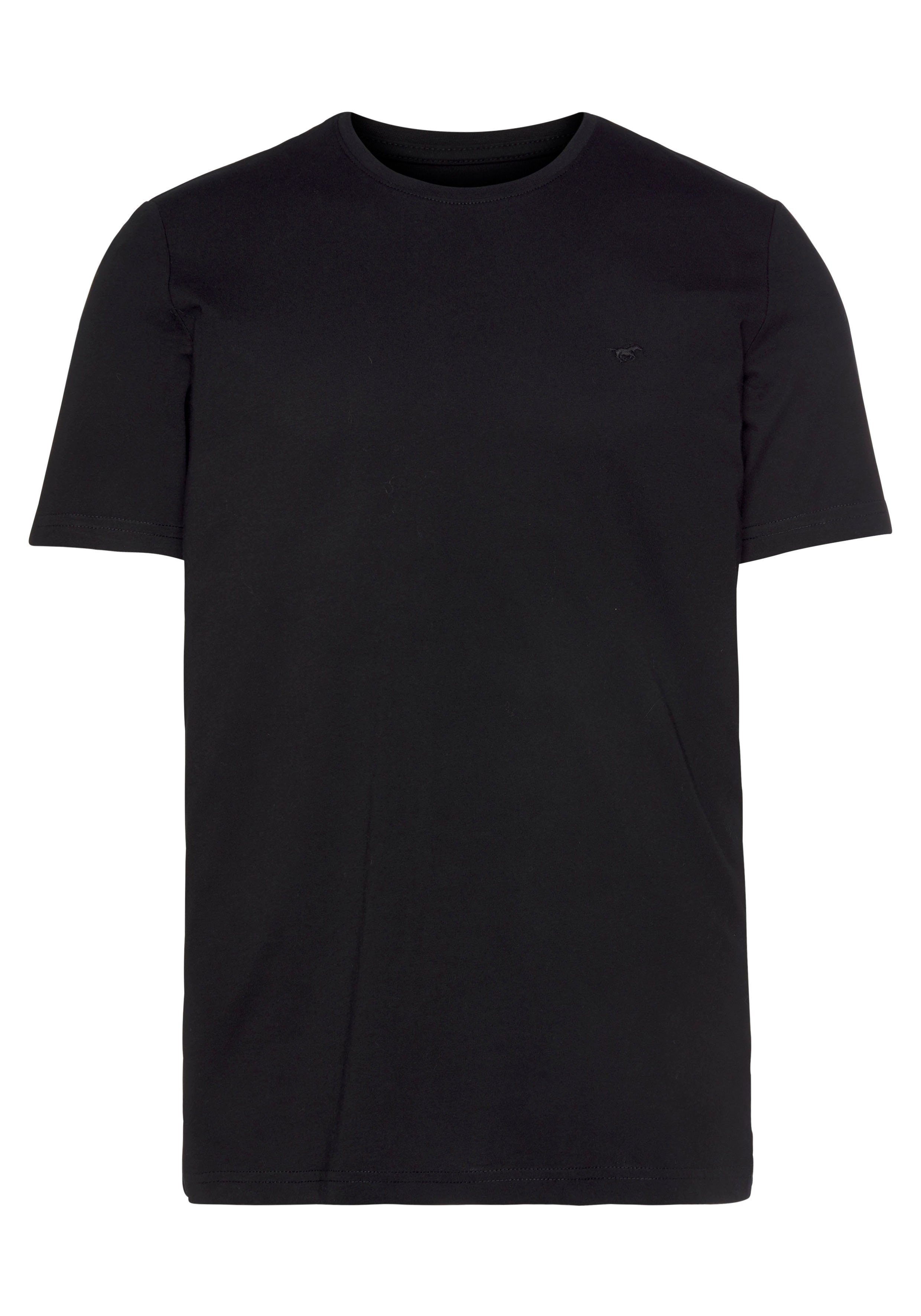 T-Shirt mit MUSTANG 2-tlg) (Packung, Rundhals schwarz