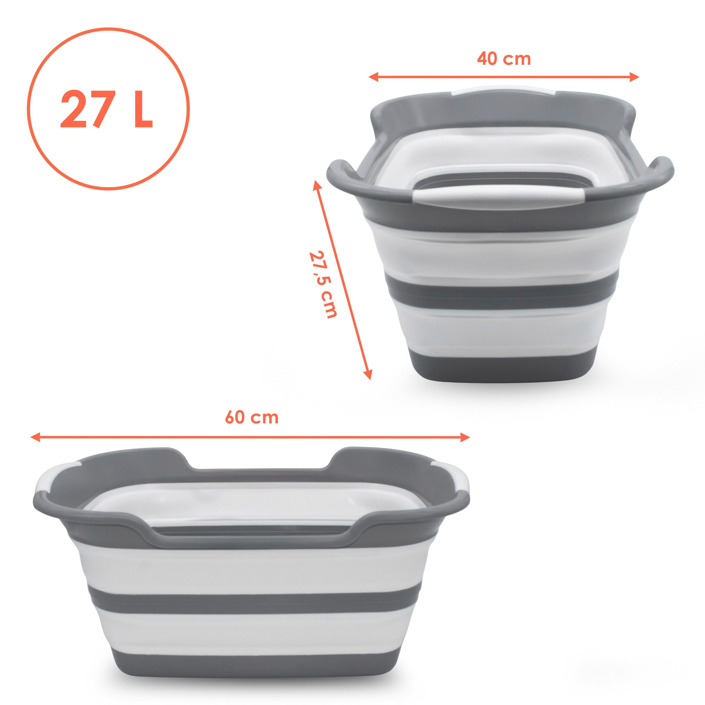 Spetebo Wäschekorb Silikon Wanne faltbar weiß 60 x 40 cm - 27 Liter günstig online kaufen