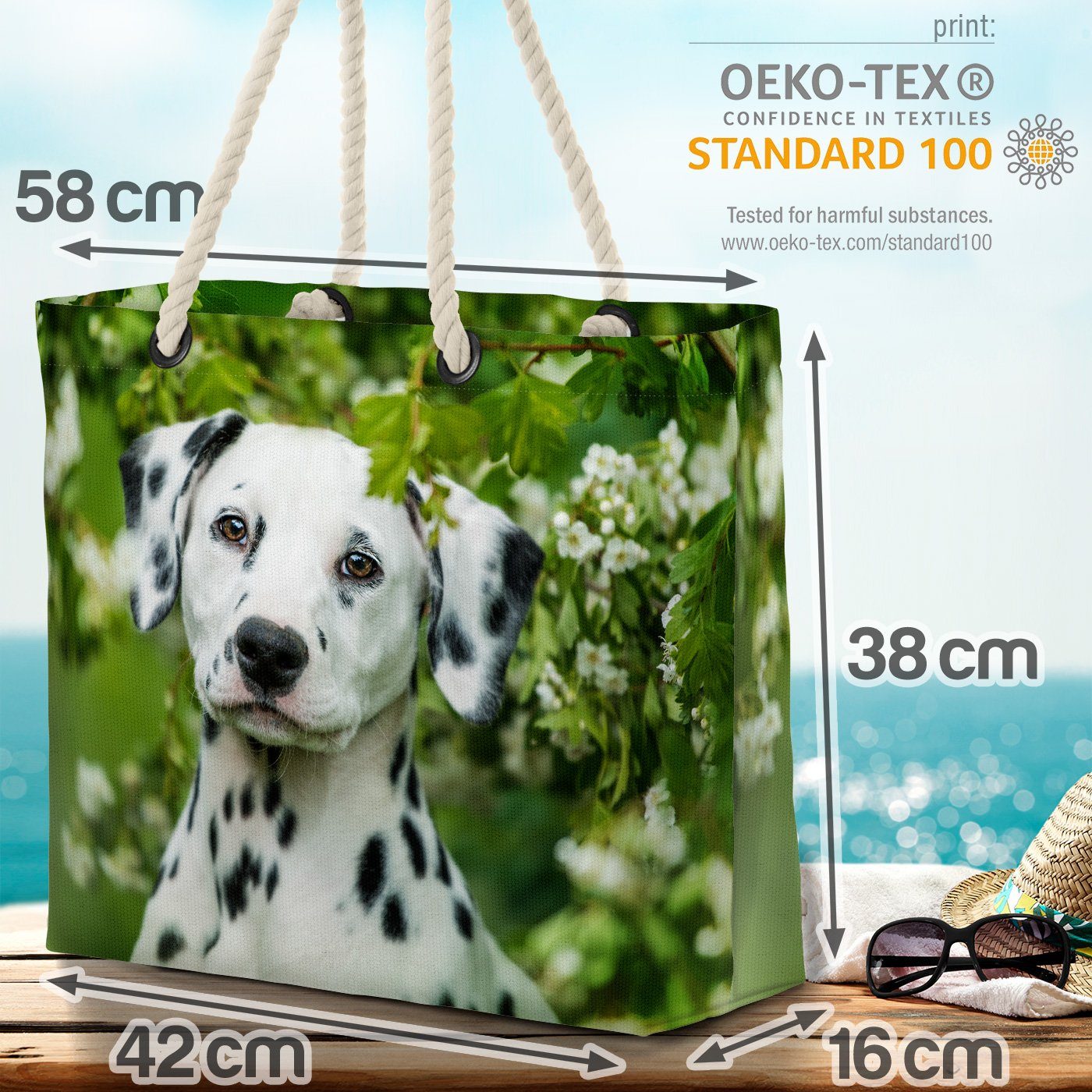 Bulldogge Dalmatiner Muster Do VOID Haustier Hund Garten Rasse Tier (1-tlg), Grafik Strandtasche