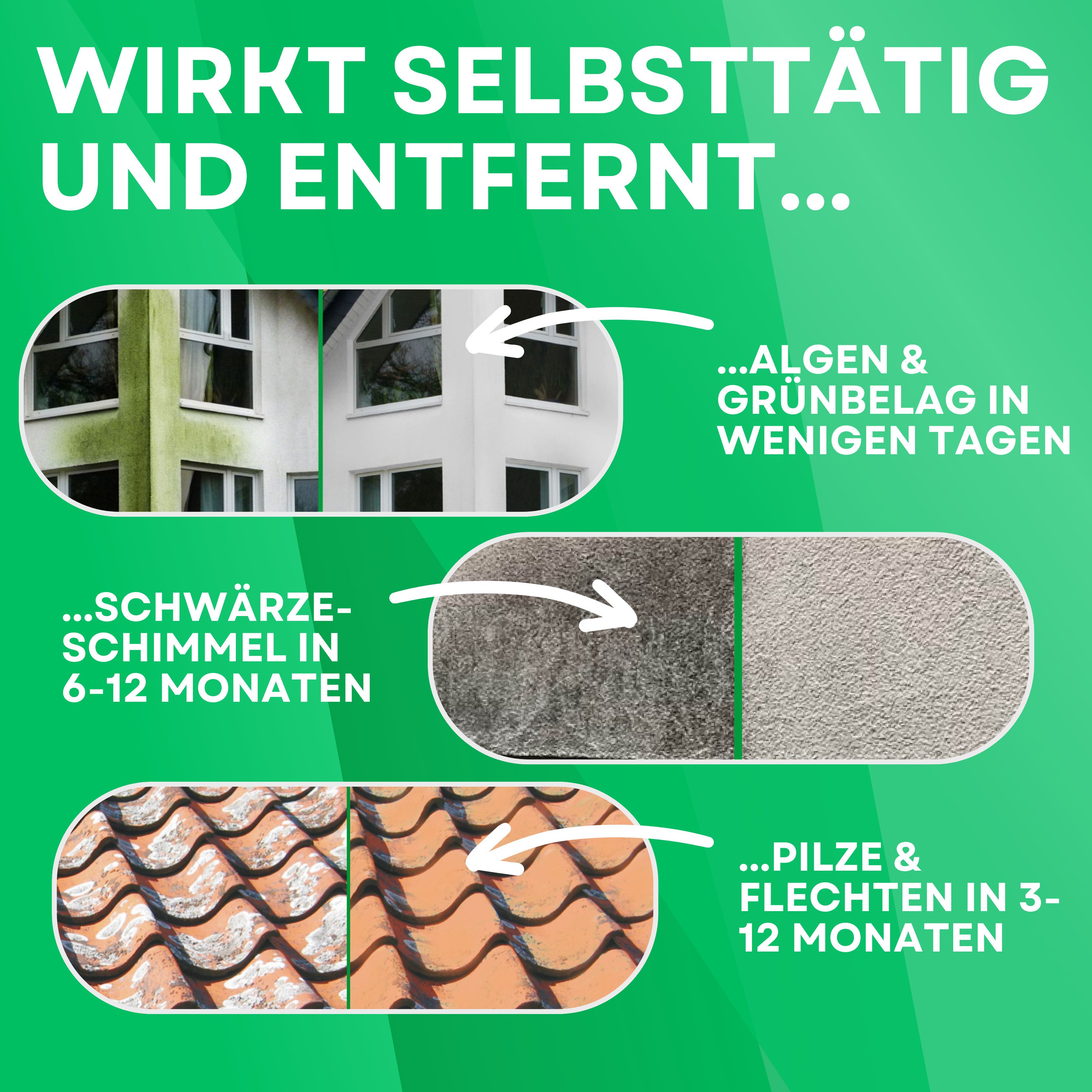 ABACUS Nell Ultra Algenentferner, Grünbelagentferner, Flechtenentferner Grünbelagentferner (Bekannt aus QVC, [- Ergiebiges Konzentrat Selbsttätig mit Langzeitschutz)