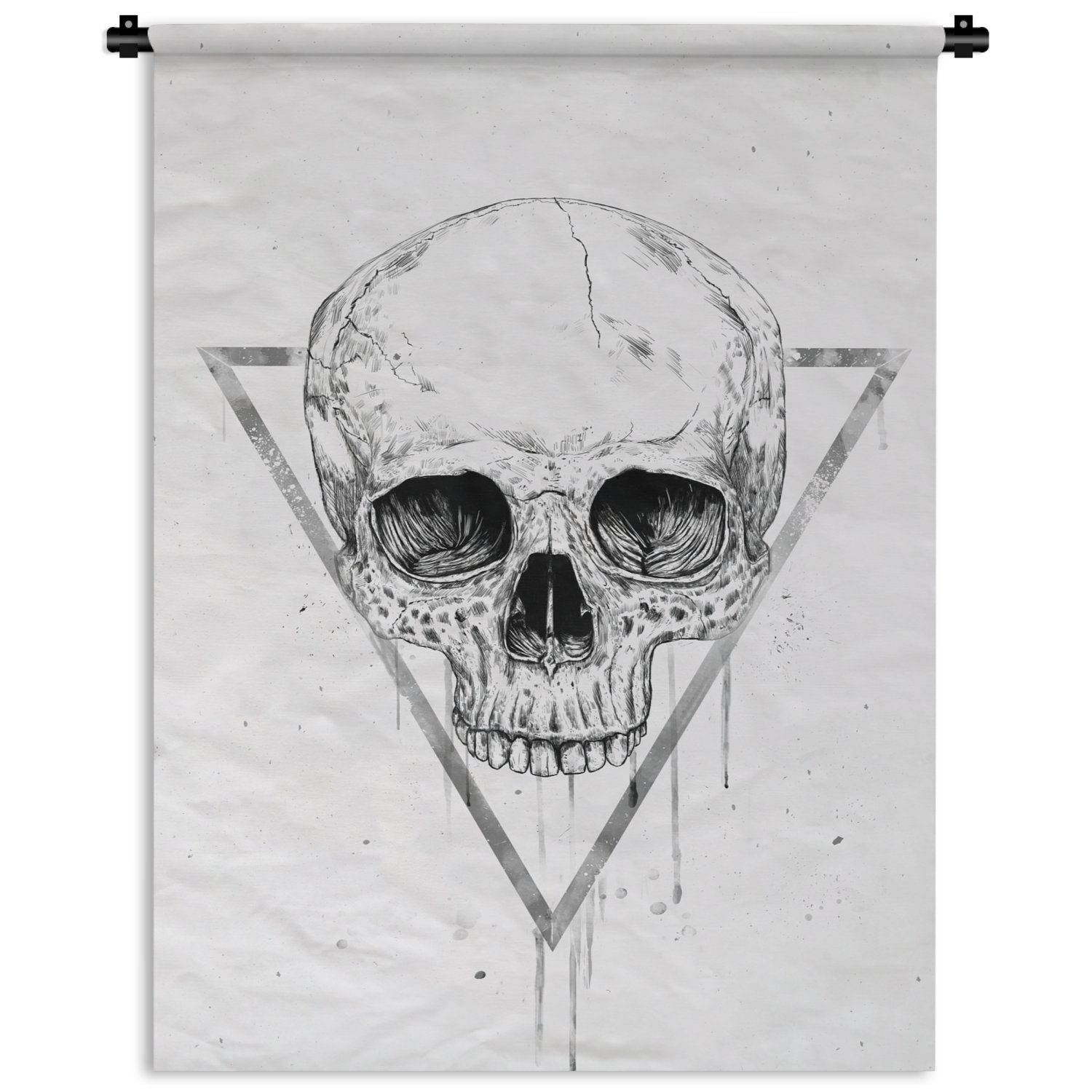 MuchoWow Wanddekoobjekt Schädel - Dreieck - Schädel, an Deko Tropfen Schlafzimmer Tapisserie, - der für Zeichnung Wohnzimmer, Wand, 