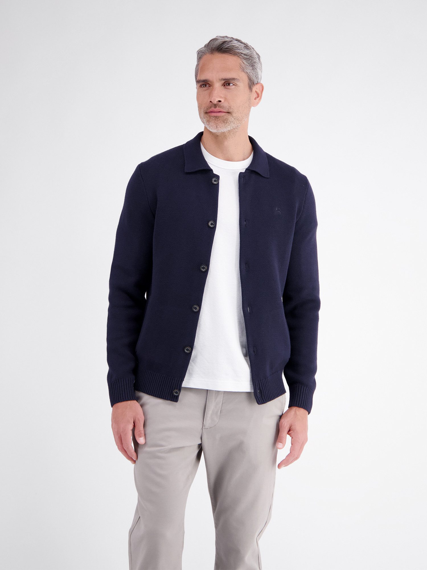 LERROS Strickjacke Feingerippte Strickjacke im Milano-Stil aus reiner Baumwolle