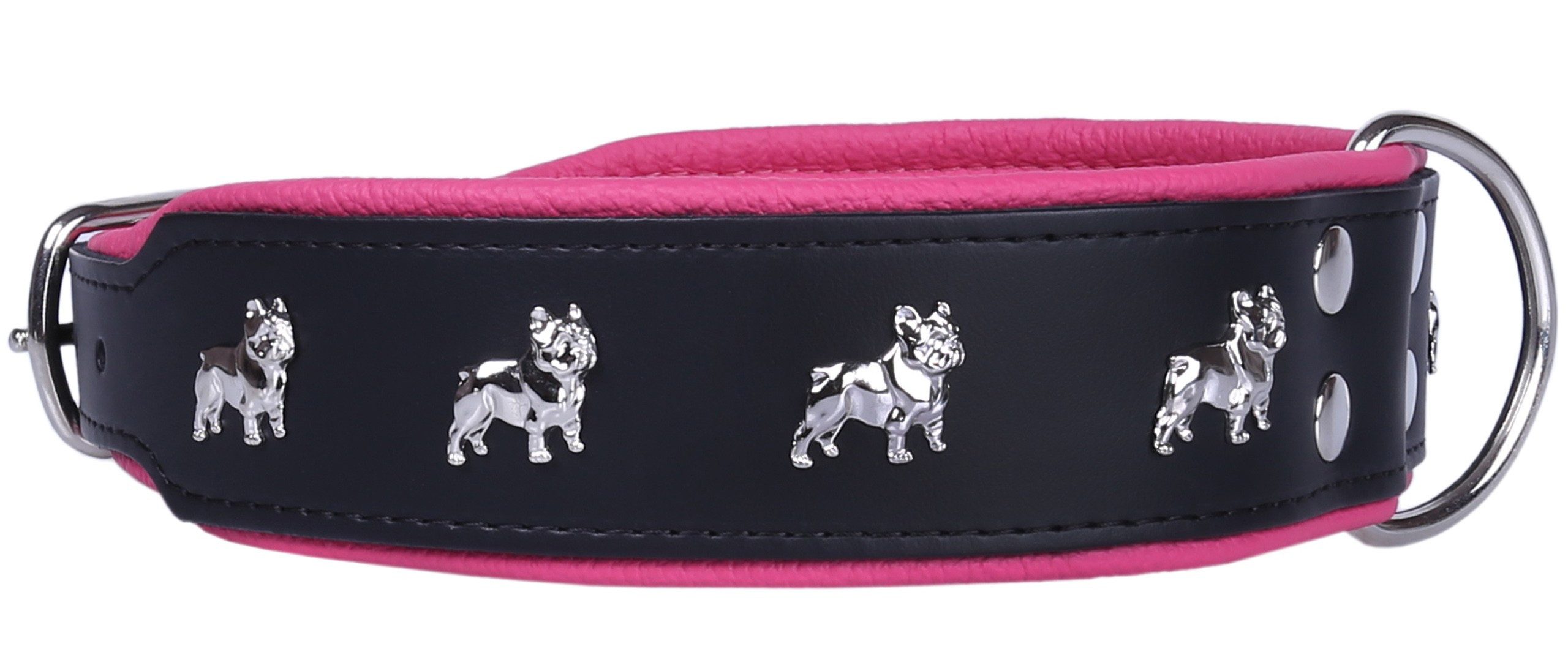 Sarcia.eu Hunde-Halsband Schwarzes Hundehalsband aus Leder französische Bulldogge- 65 cm