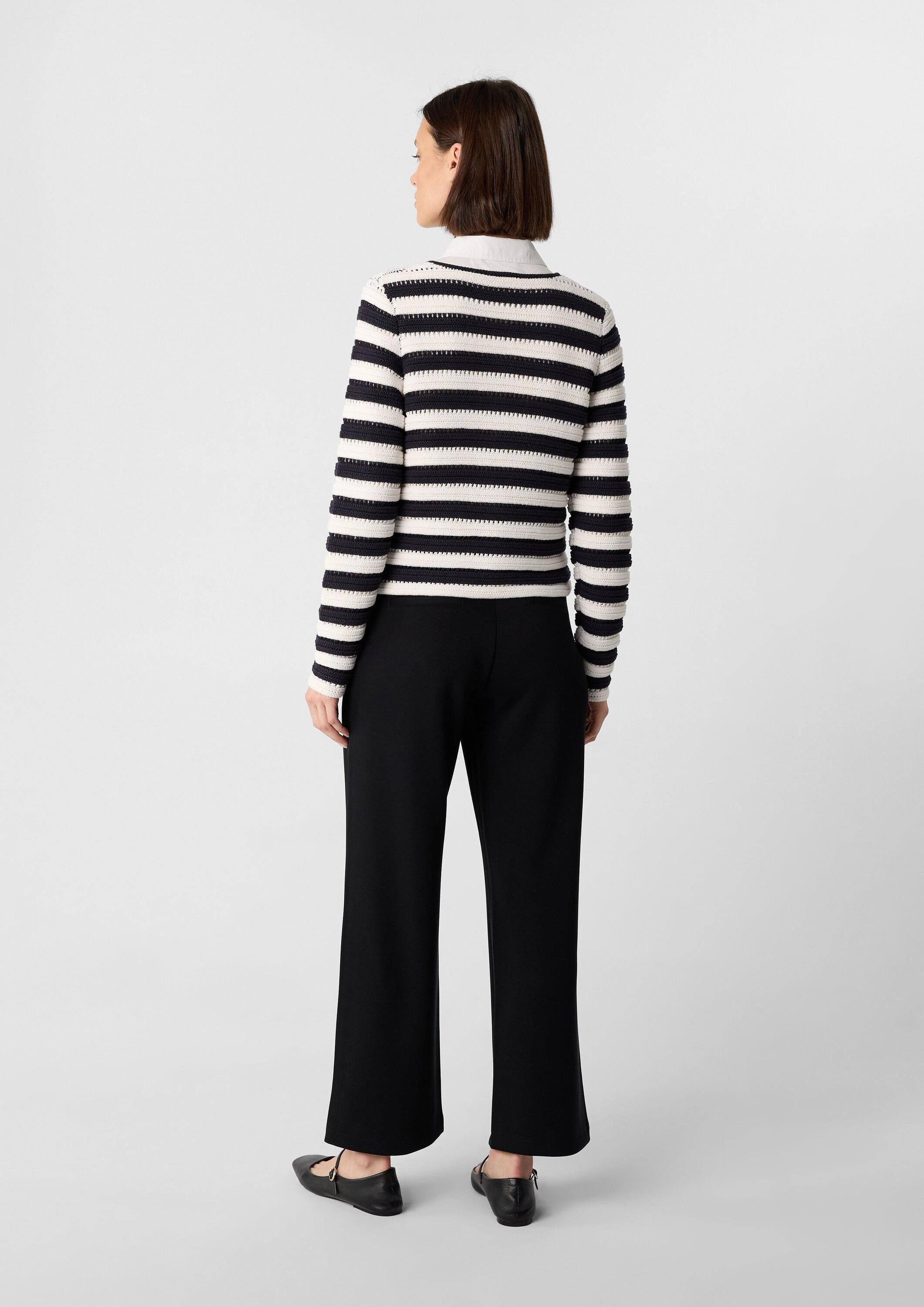 comma Cardigan Strickjacke Kurzer Cardigan mit Strukturmuster und Leistentaschen