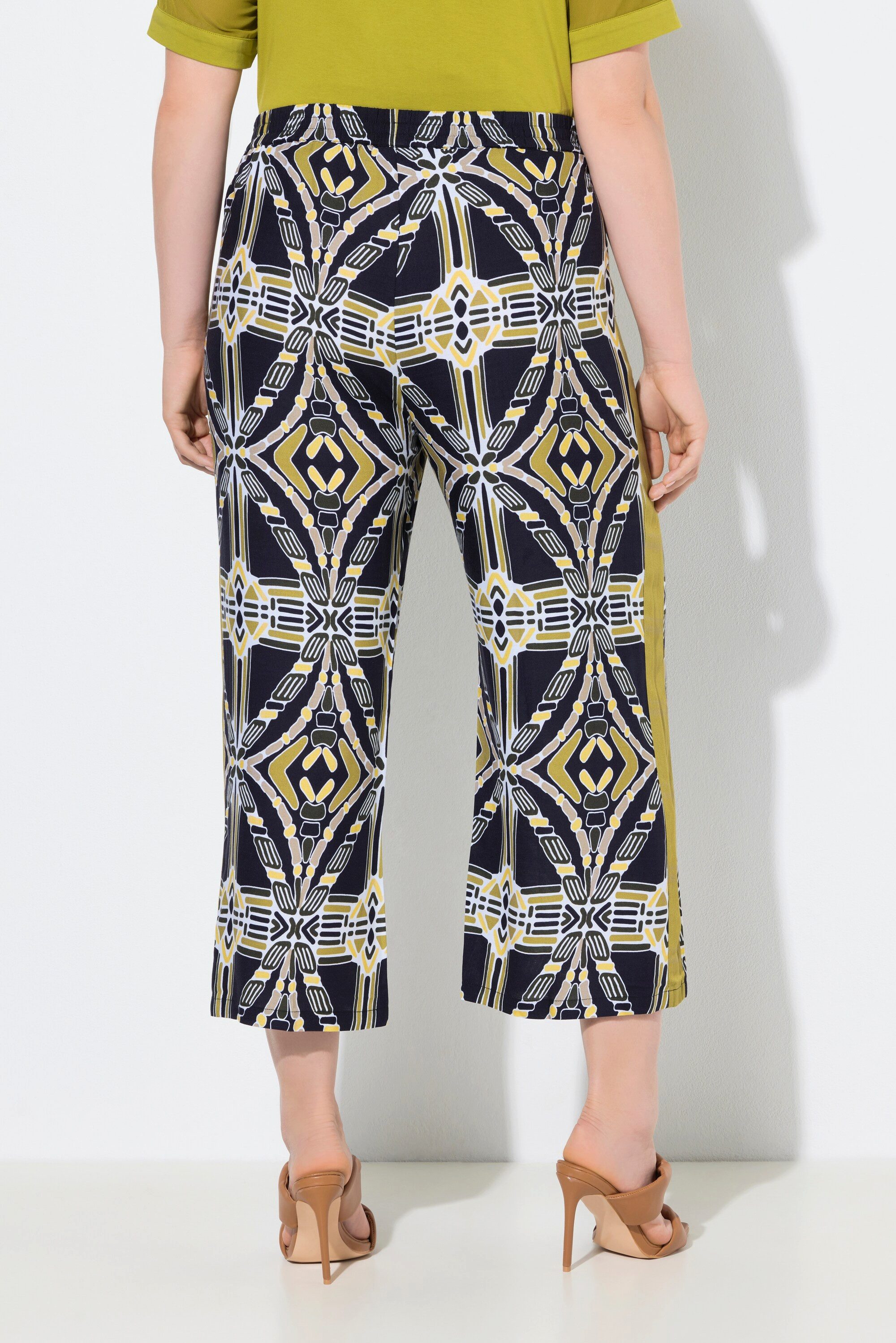 Ulla Popken Culotte Culotte grafischer Druck weites Bein Elastikbund