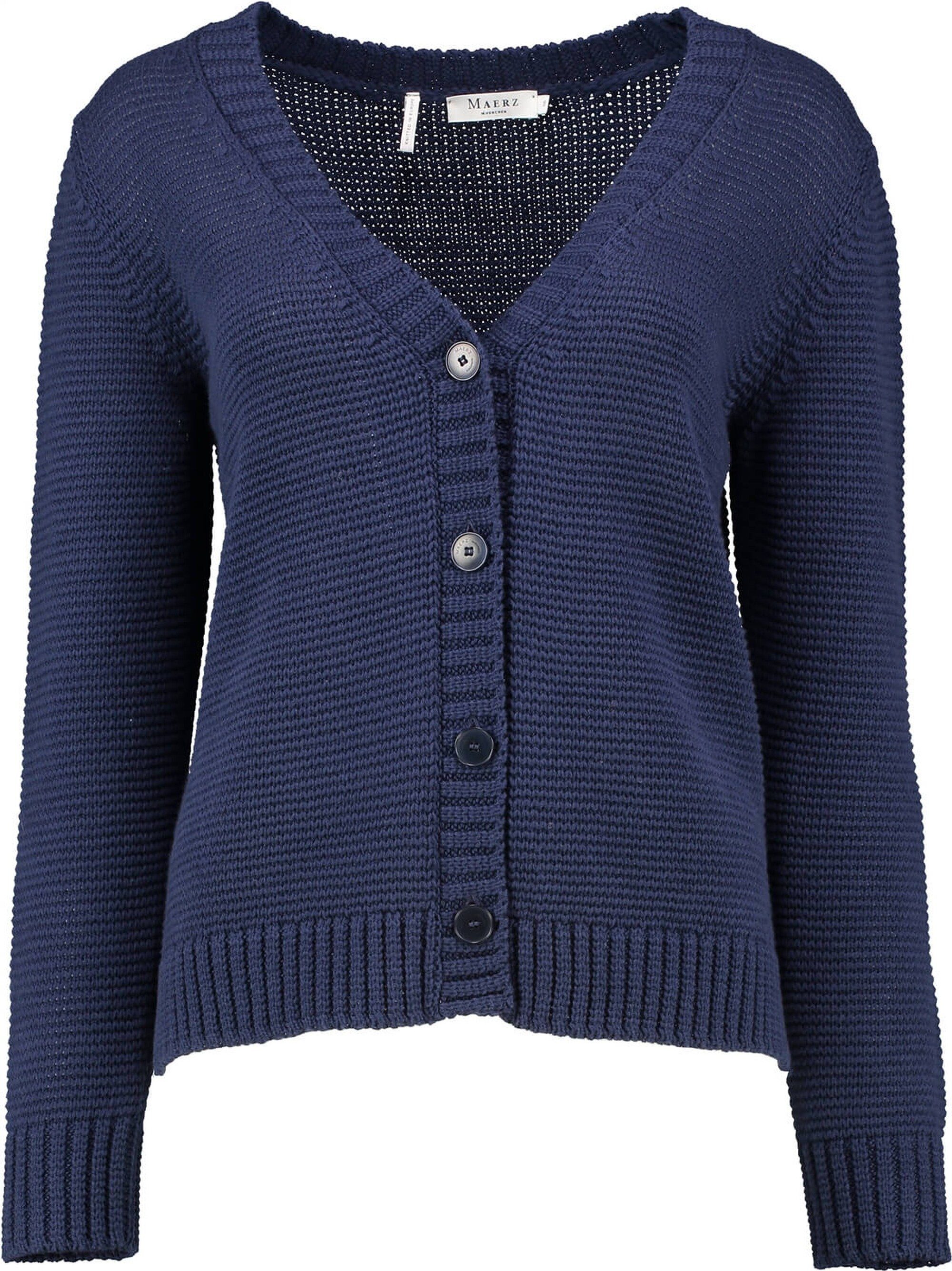 Strickjacke MAERZ Strickjacke marine in softer Organic-Baumwoll-Qualität