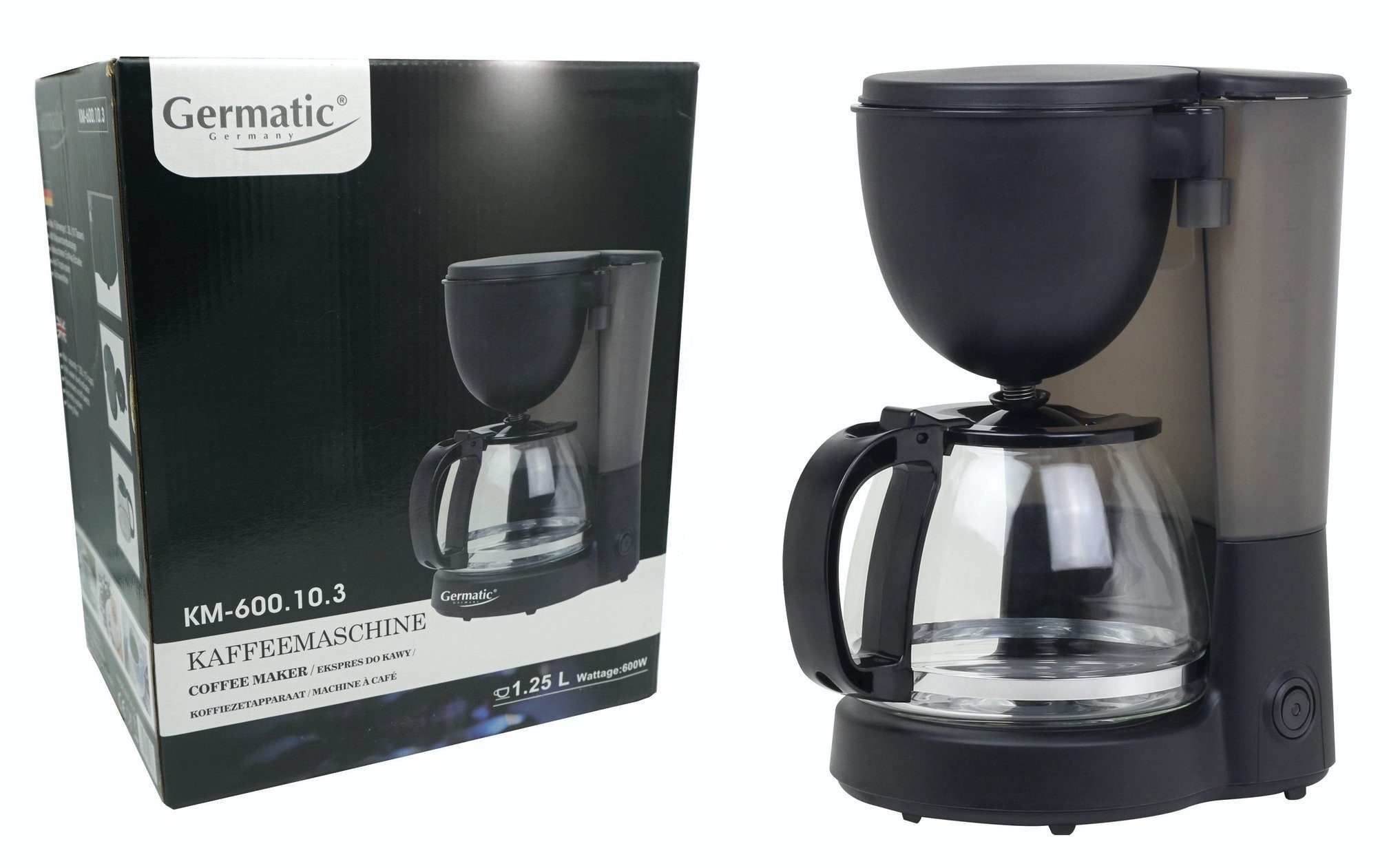 Germatic Kaffeebereiter Kaffeemaschine 600W mit 1,25L Glaskanne  Warmhaltefunktion