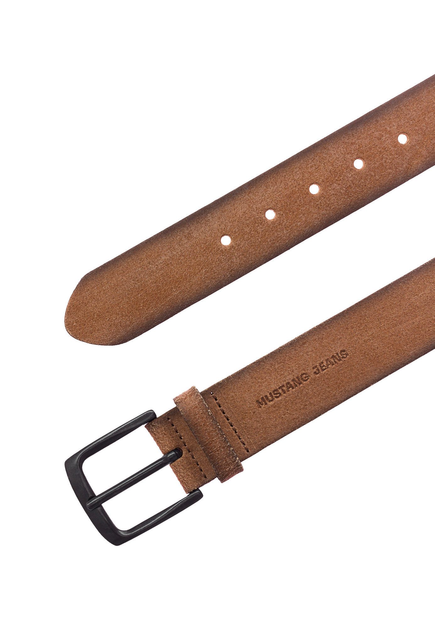 MUSTANG Ledergürtel Vollrindleder in Antik-Optik, Dornschnalle, 4 cm breit