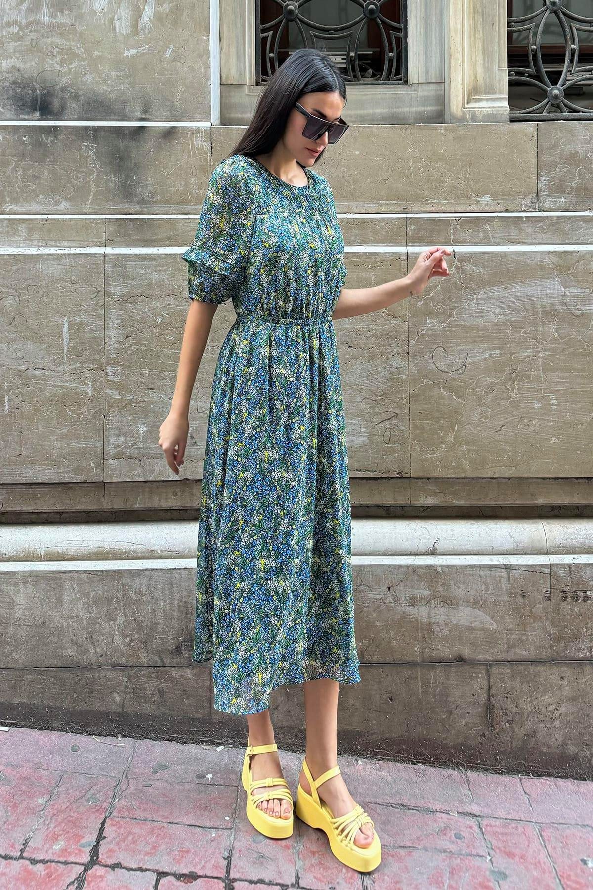 For You Moda Midikleid Grünes Chiffon günstig online kaufen