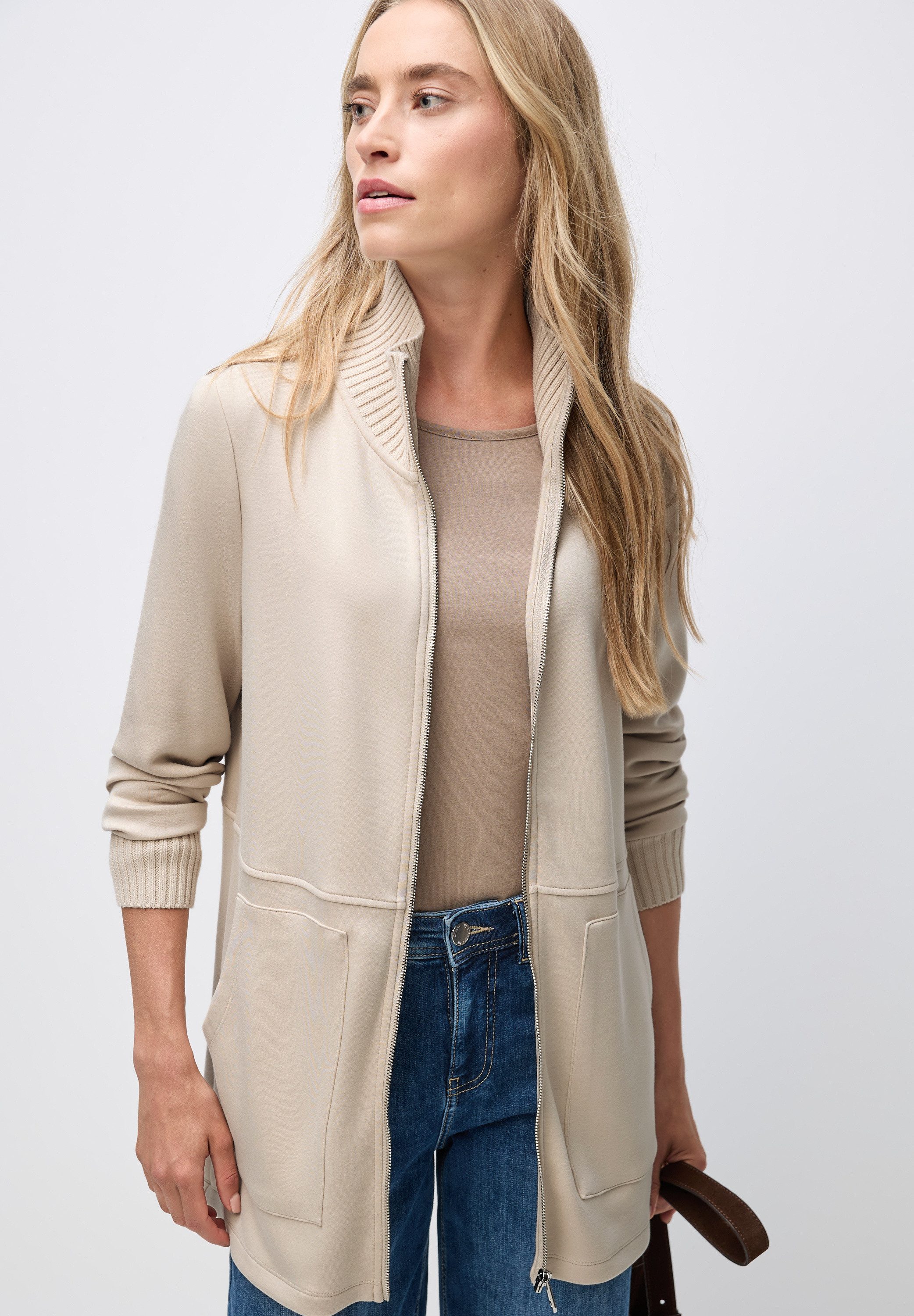 STREET ONE Sweatjacke mit Strickdetails und günstig online kaufen