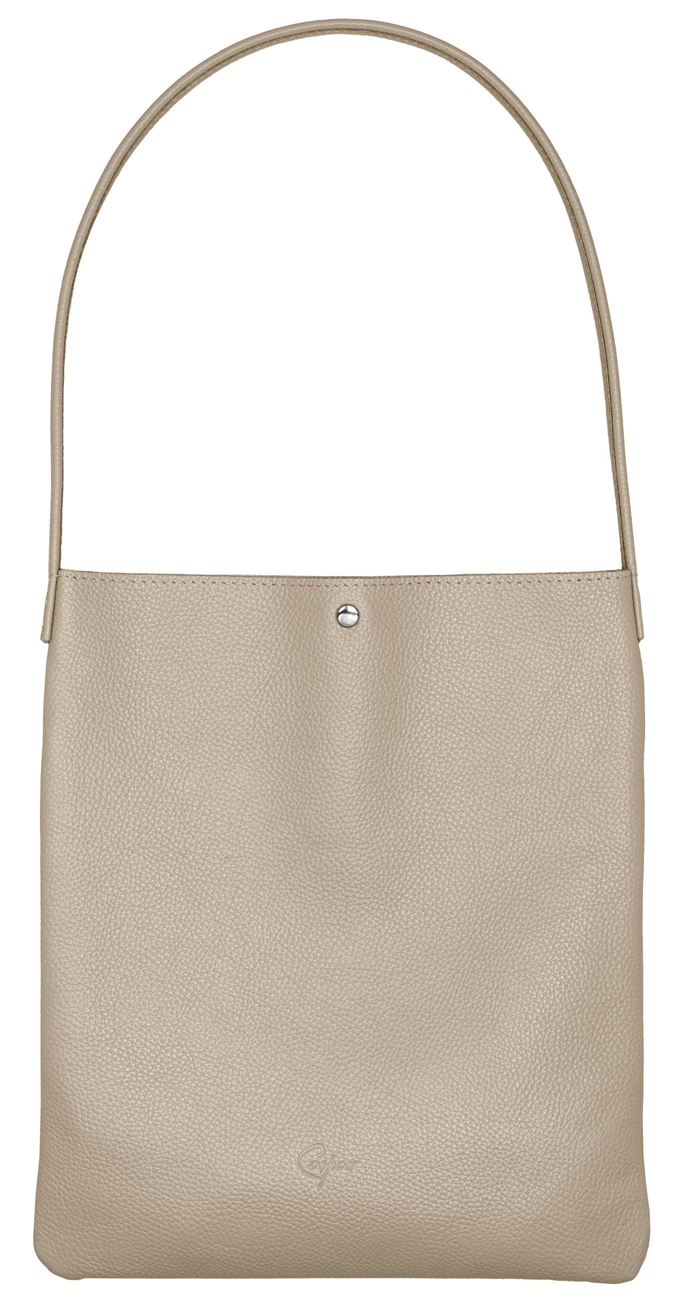 Caspar Schultertasche Mittelgroßer Leder Shopper Damen Tasche - CLASSIC LINE - Modell No.822, Casual, leicht & unempfindlich - 100% Echtleder - Handmade in Italy