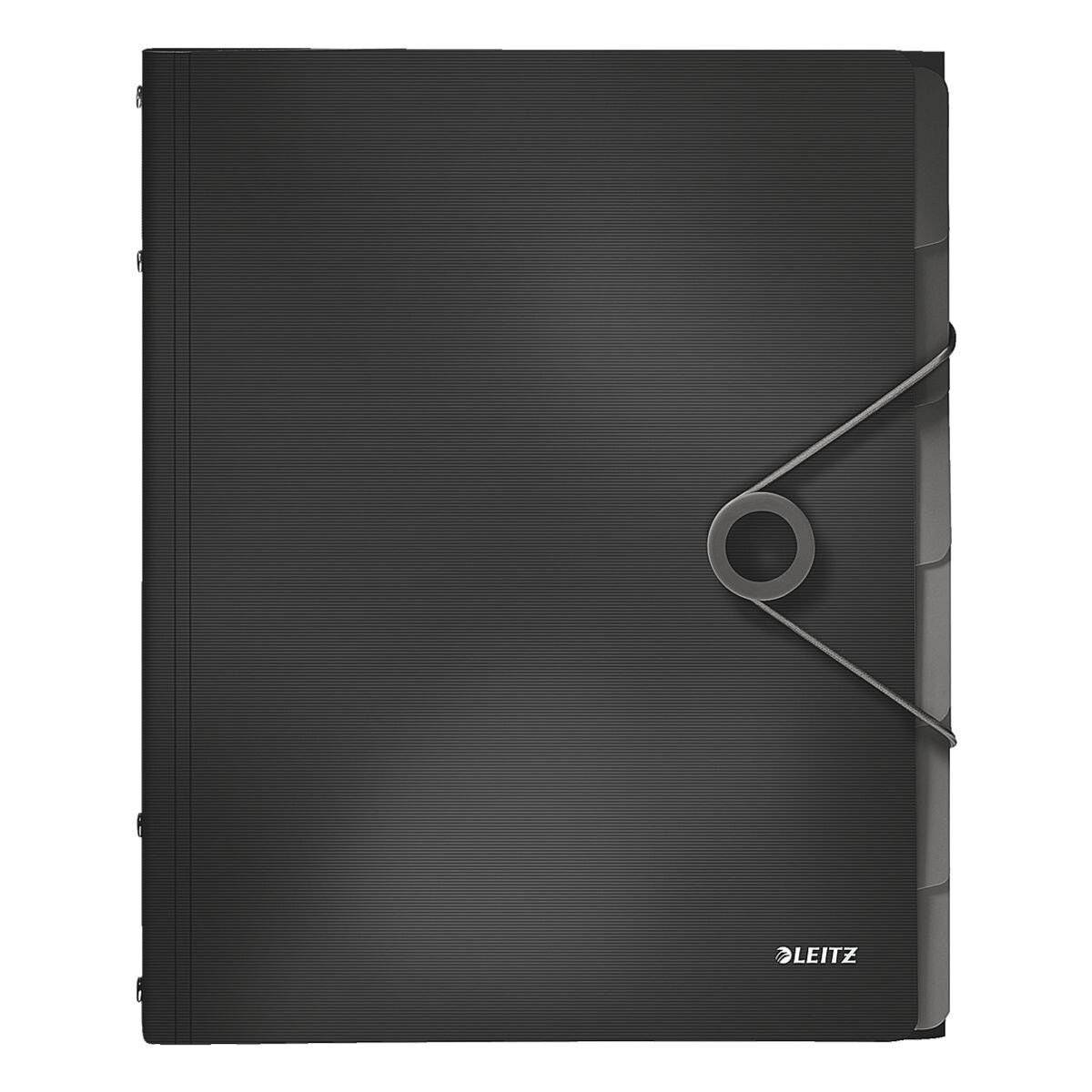 LEITZ Organisationsmappe Solid 4569, Ordnungsmappe mit 6 Fächern, Inhaltverzeichnis, 3 Schutzklappen, A4