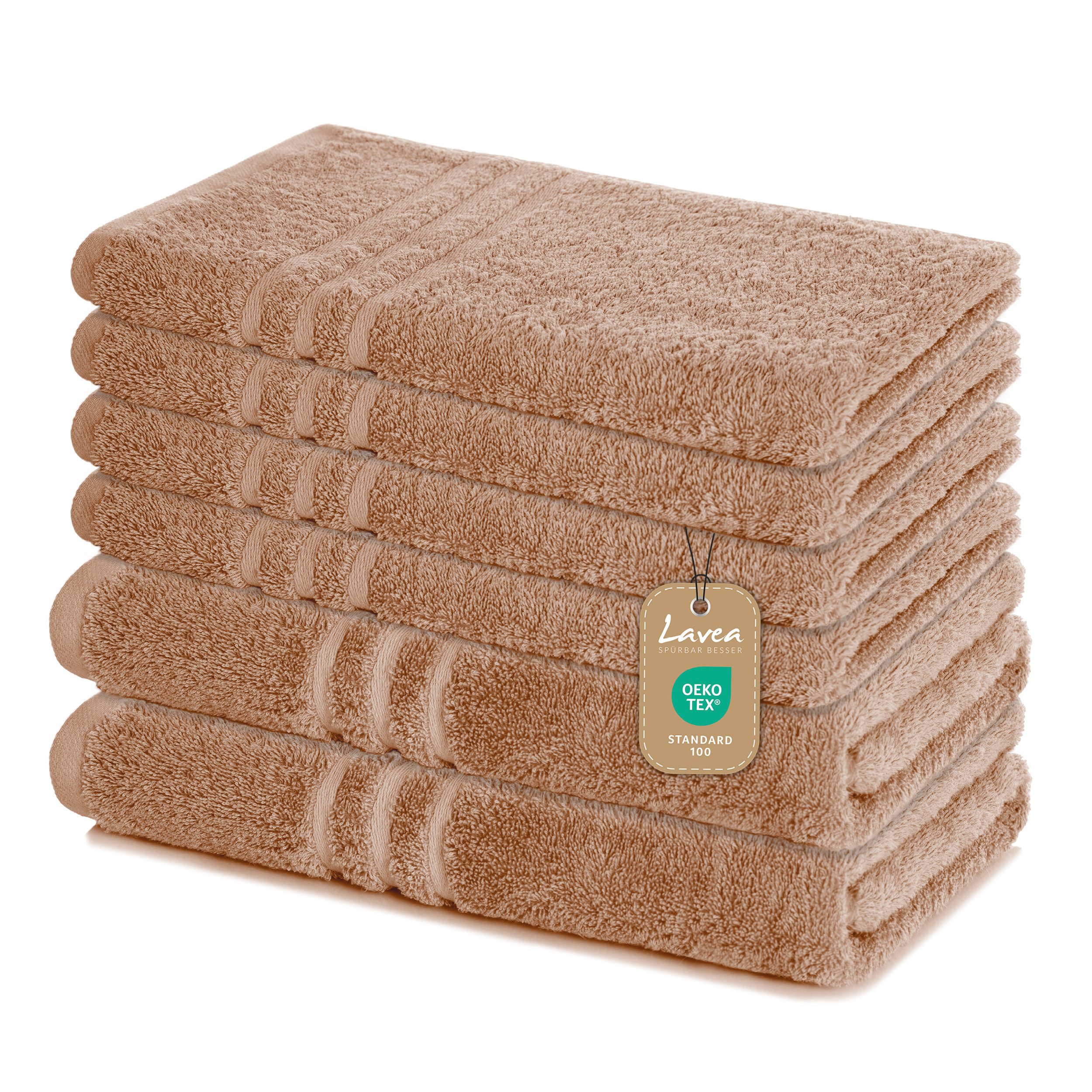 Lavea Handtuch Set Elena, Duschtücher, Handtücher, Gästetücher, Waschhandschuhe, 100% Baumwolle (Set, 6-St), Frottierserie, weich & saugstark, pflegeleicht, 500 g/m² Frottier