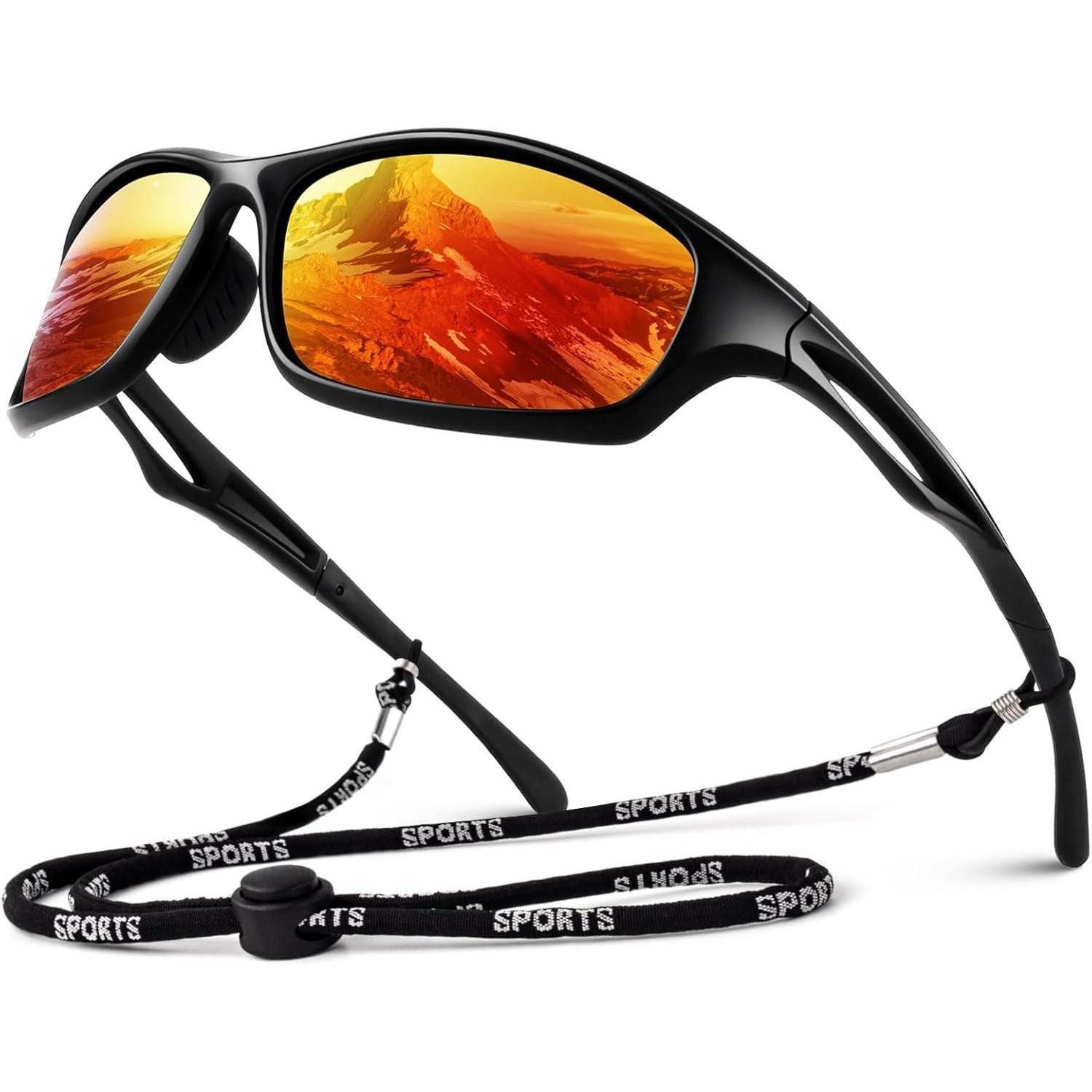 Sonnenbrille Sonnenbrille Herren Polarisiert TR90 Sportbrille UV400 Schwarz Orange