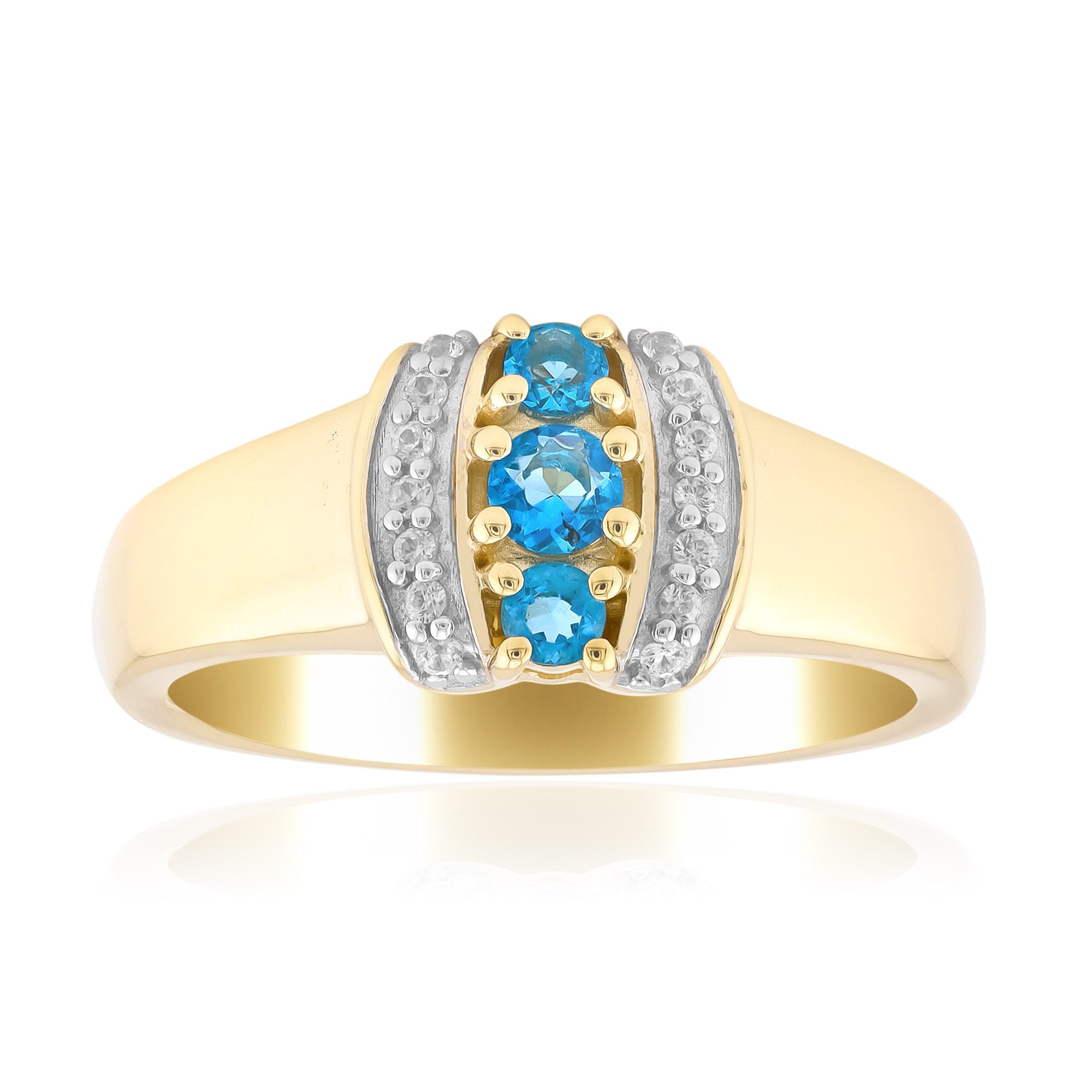 Cavill Goldring 375er Gelbgold Ring mit Haüyn, blauen Zirkonen, 0,25 ct (1-tlg)