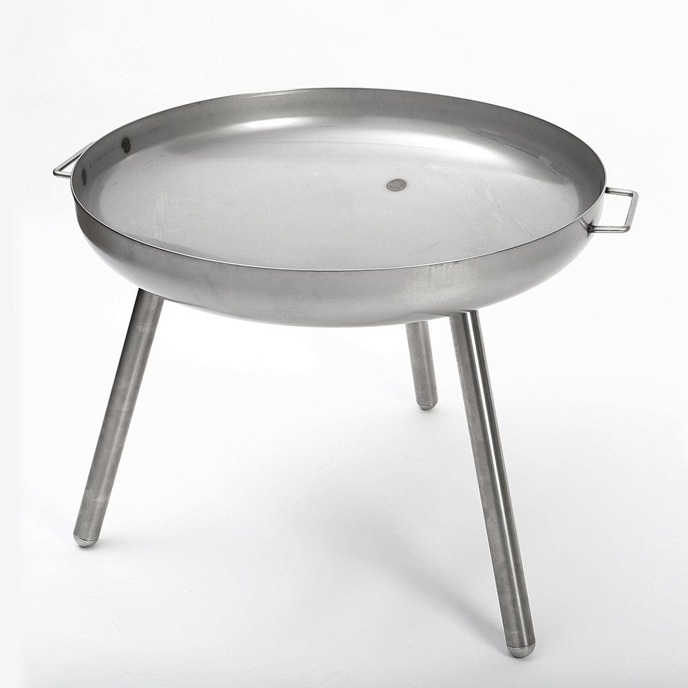 Czaja Feuerschale Edelstahl Feuerschale Berlin 80 cm mit langen Beinen - extra Hoch, gefertigt aus Feuerfestem Edelstahl