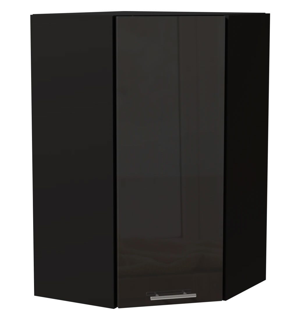 Feldmann-Wohnen Eckhängeschrank Essen (W4/10/60, 1-türig, 3 Einlegeböden, 1-St., Eckhängeschrank) 60x60x96cm schwarz - graphit Hochglanz (ES-W4/10/60)